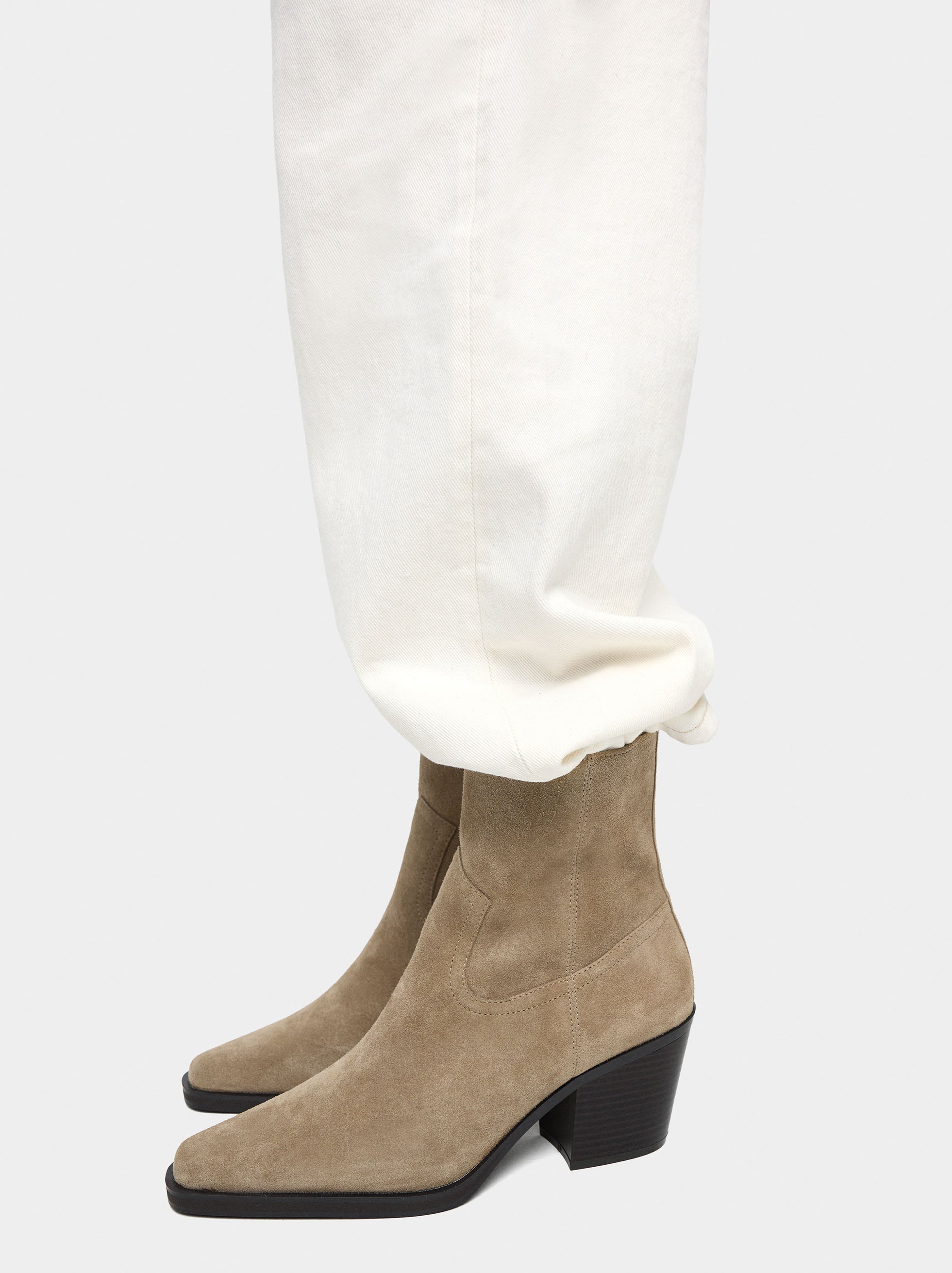 Botines De Piel Tacón Ancho
