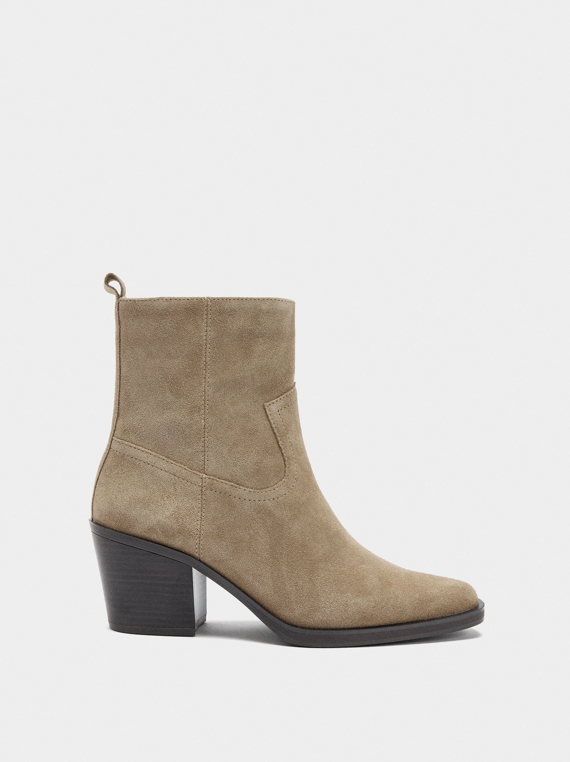 Botines De Piel Tacón Ancho