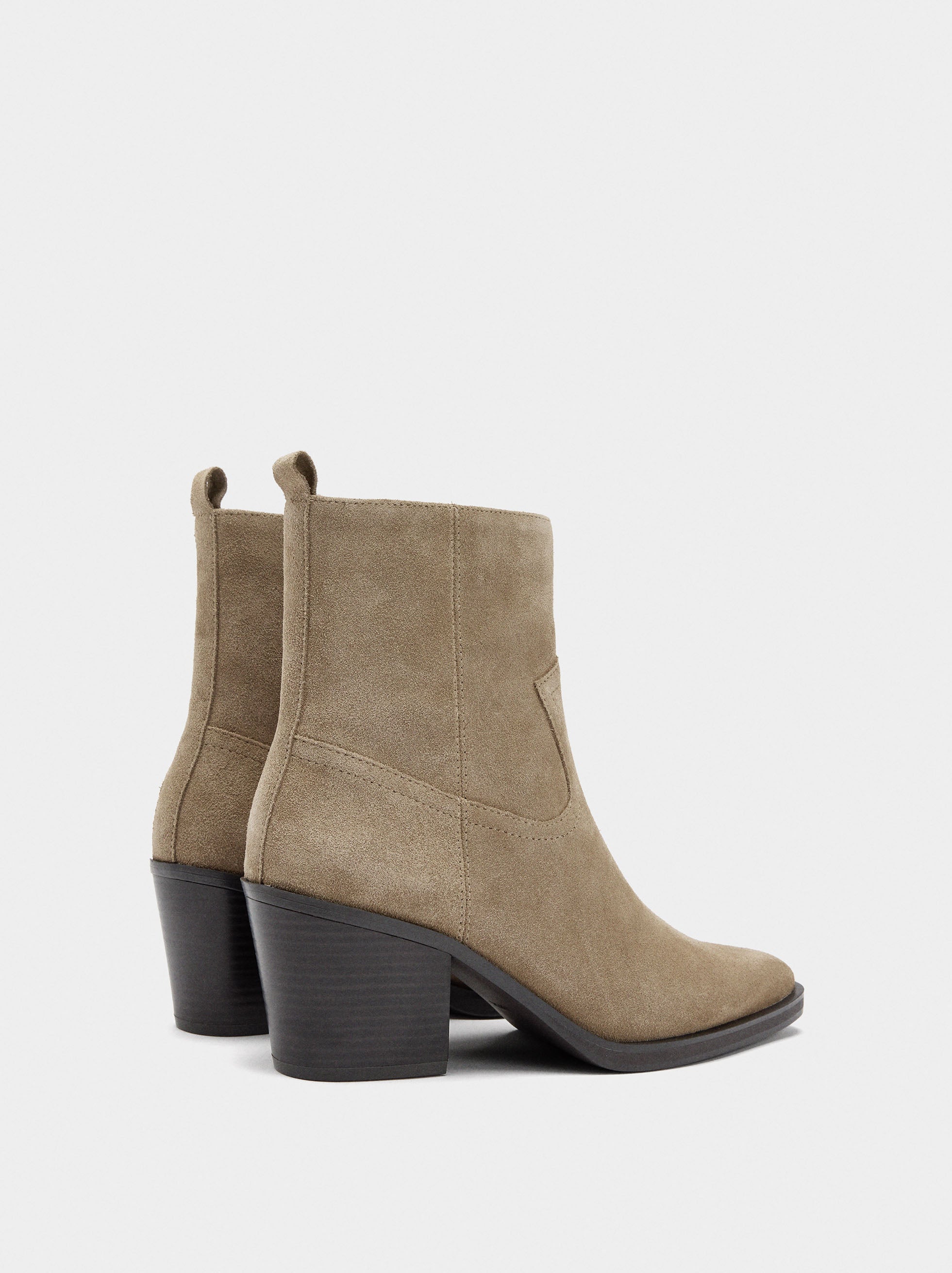 Botines De Piel Tacón Ancho