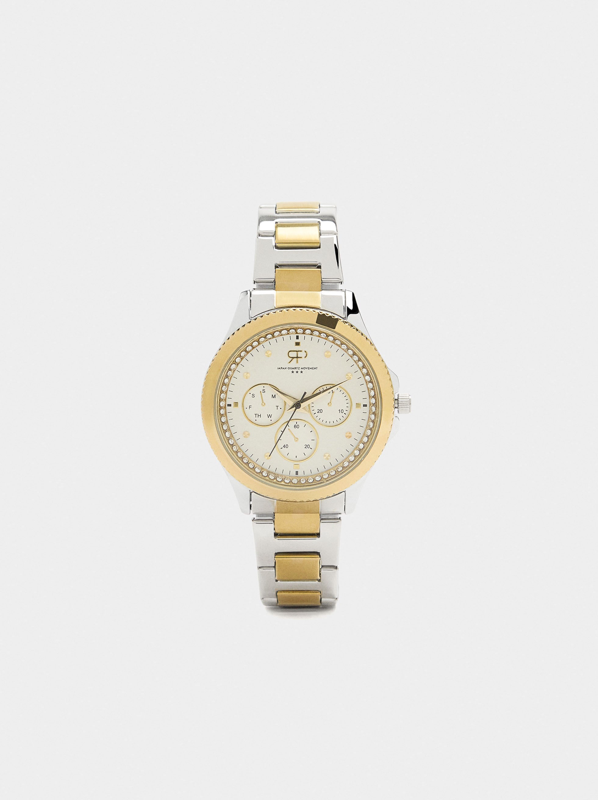 Reloj Bicolor Con Pulsera De Acero Inoxidable