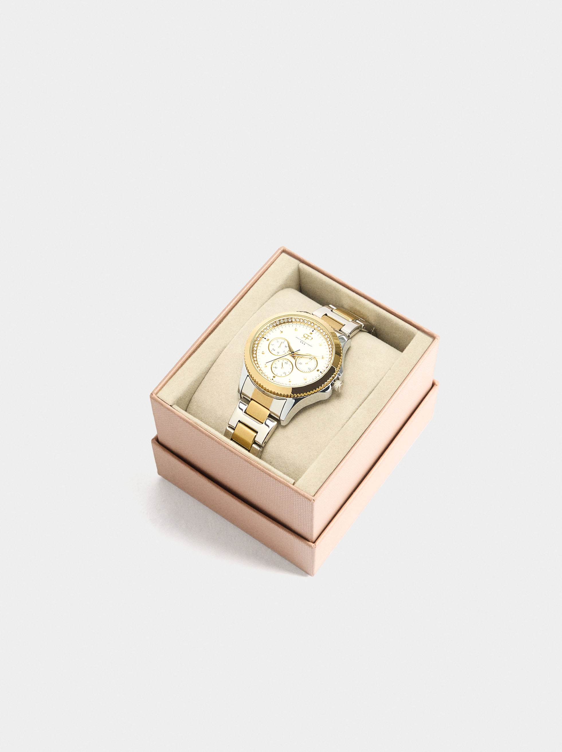 Reloj Bicolor Con Pulsera De Acero Inoxidable