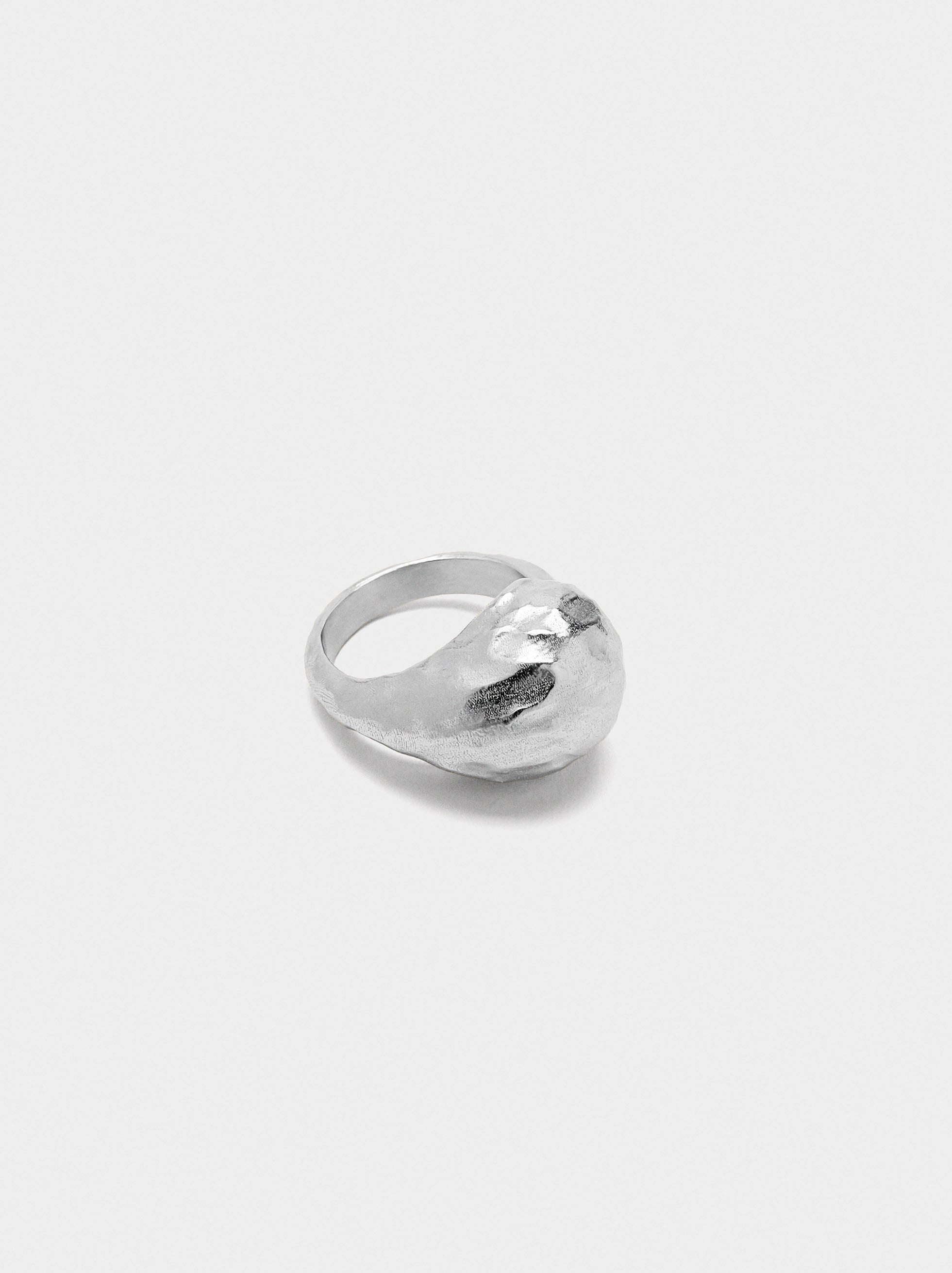 Anillo Abierto Asimétrico - Baño De Plata