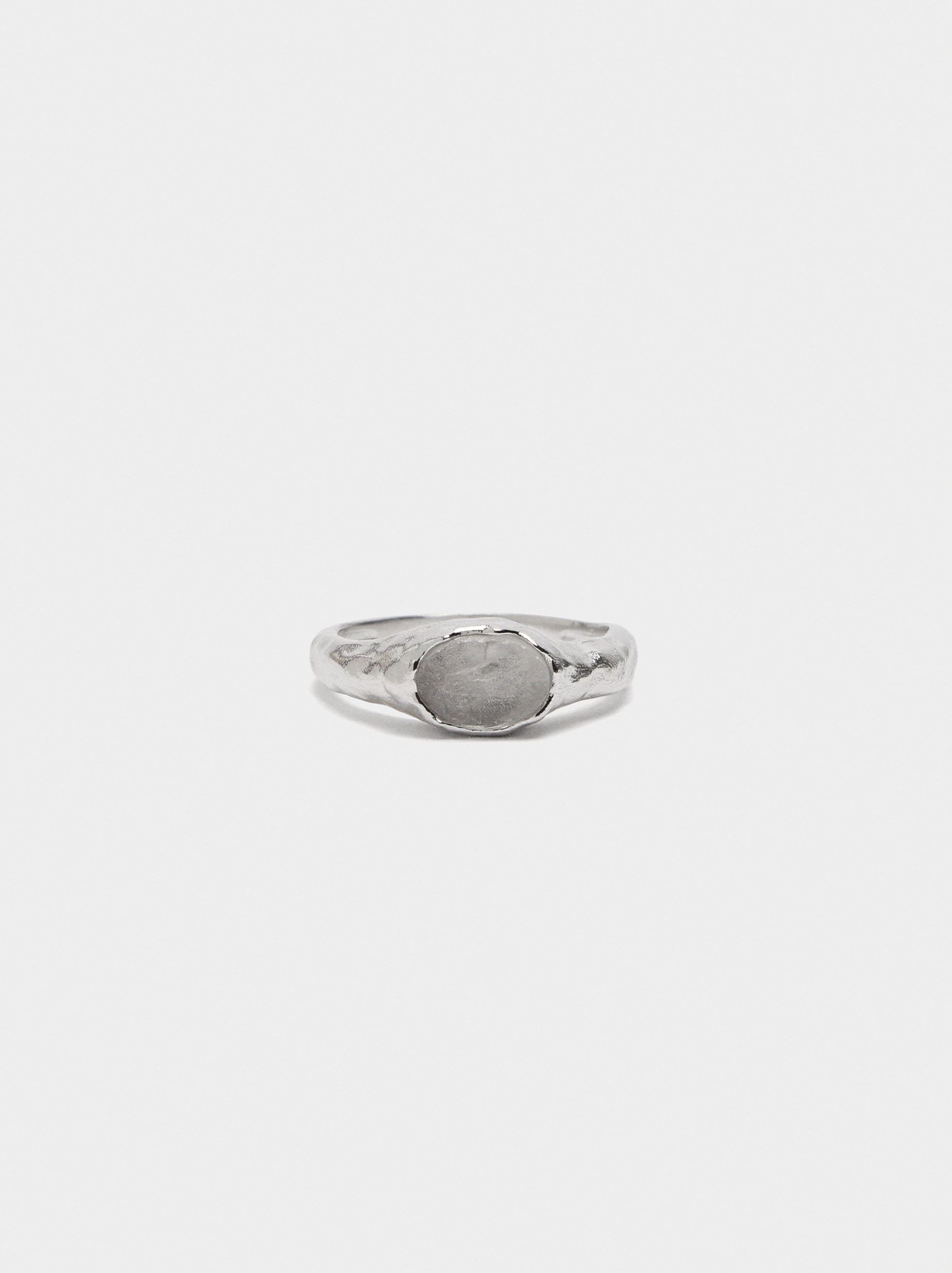 Anillo Sello Con Piedra - Baño De Plata