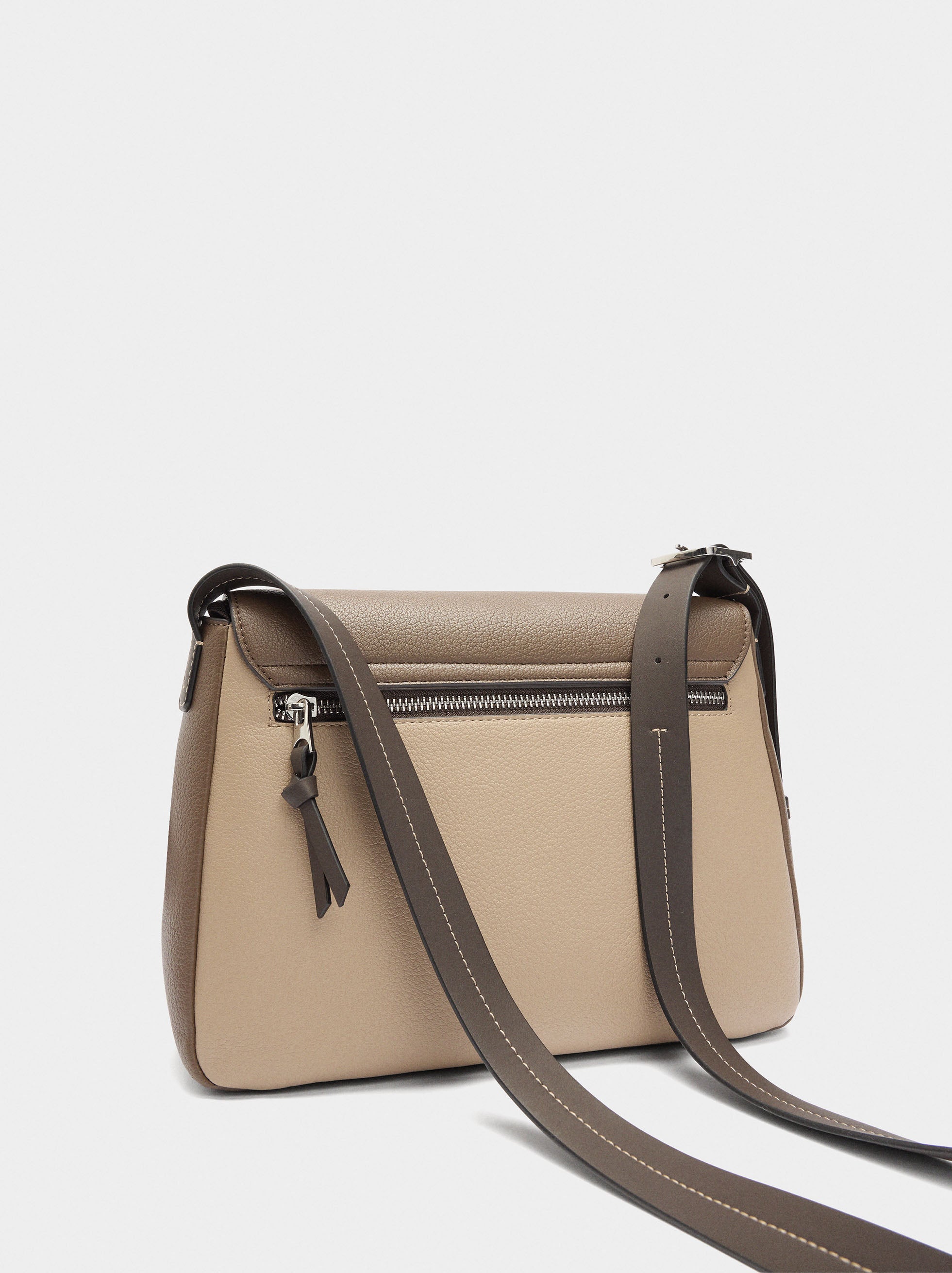 Bolso Bandolera Color Block Con Solapa
