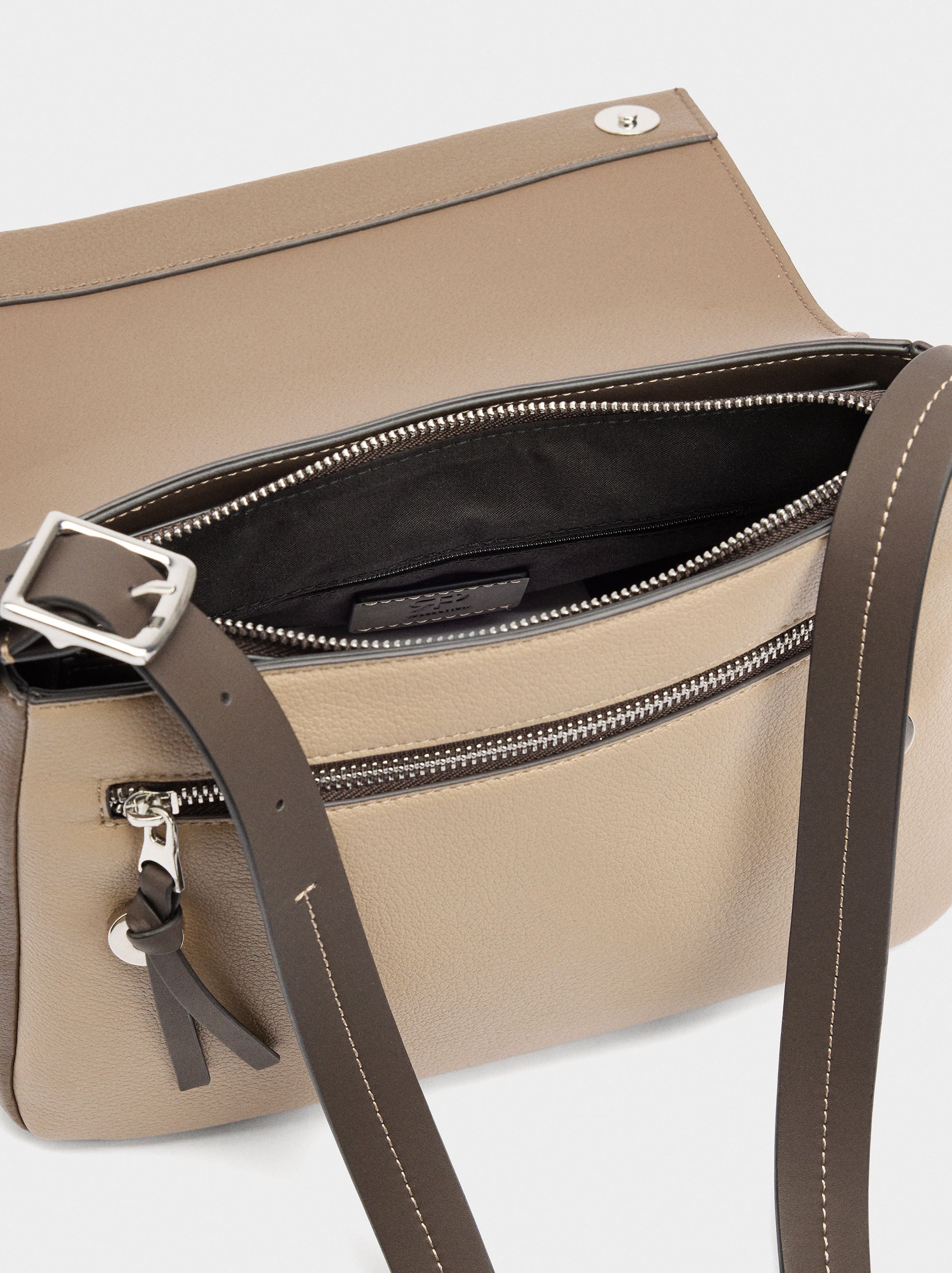Bolso Bandolera Color Block Con Solapa