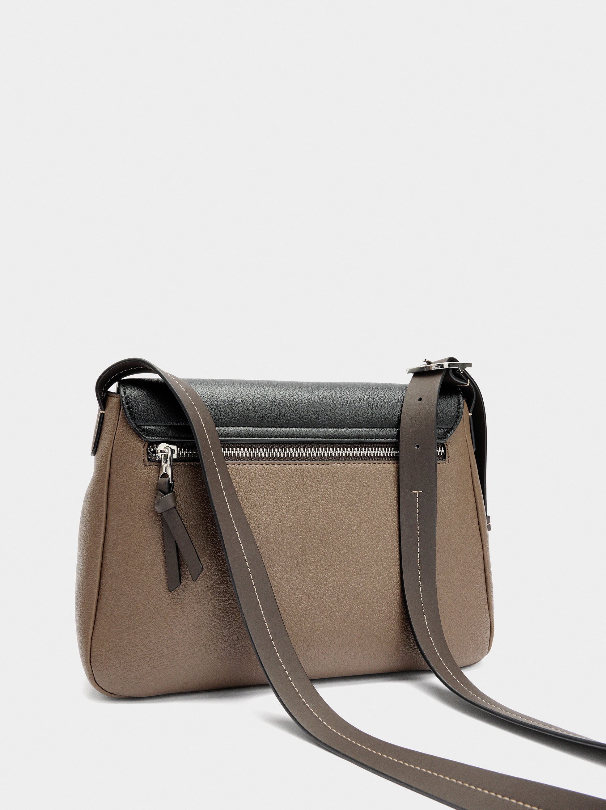 Bolso Bandolera Color Block Con Solapa