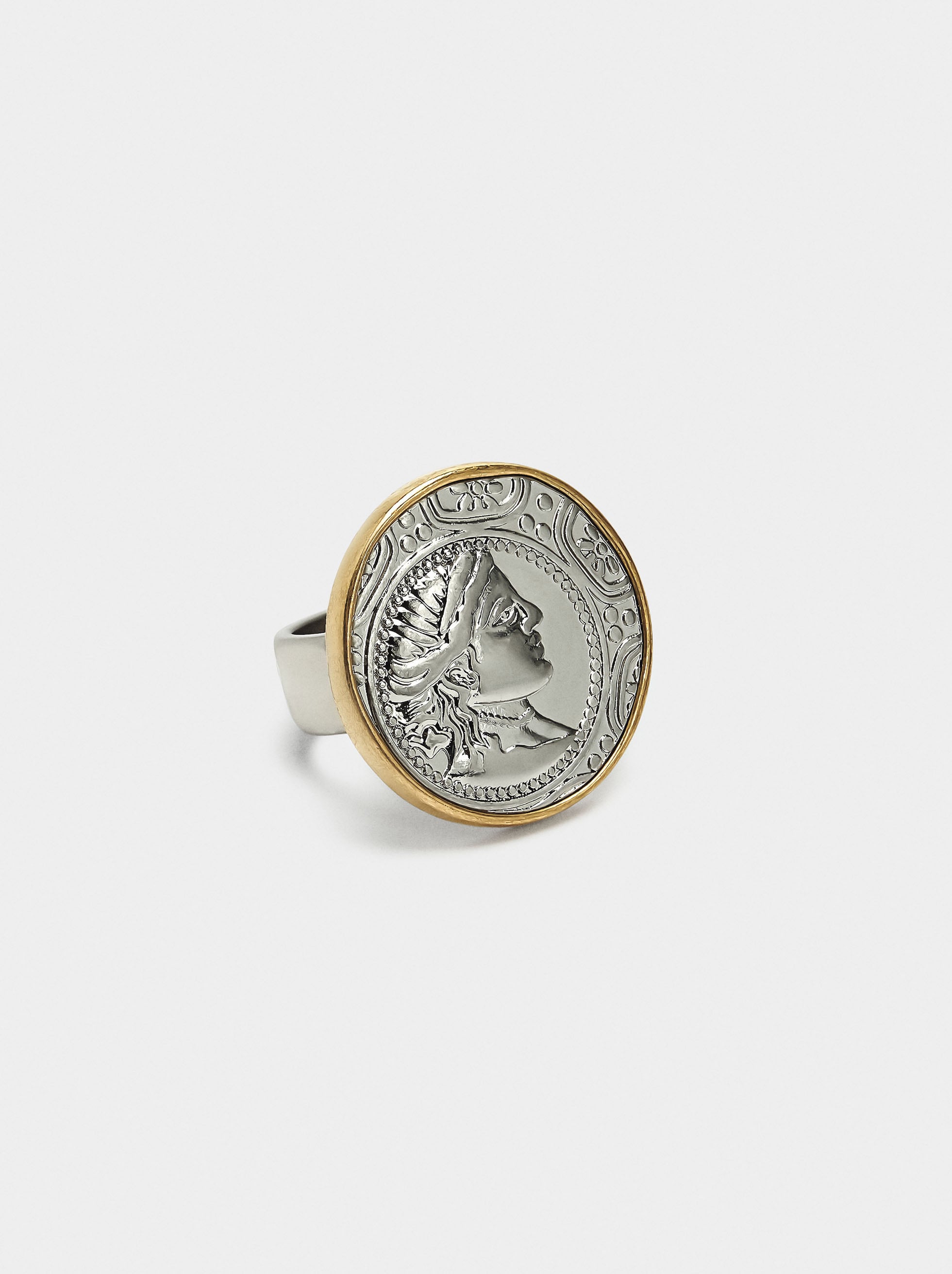 Anillo Bicolor Con Moneda