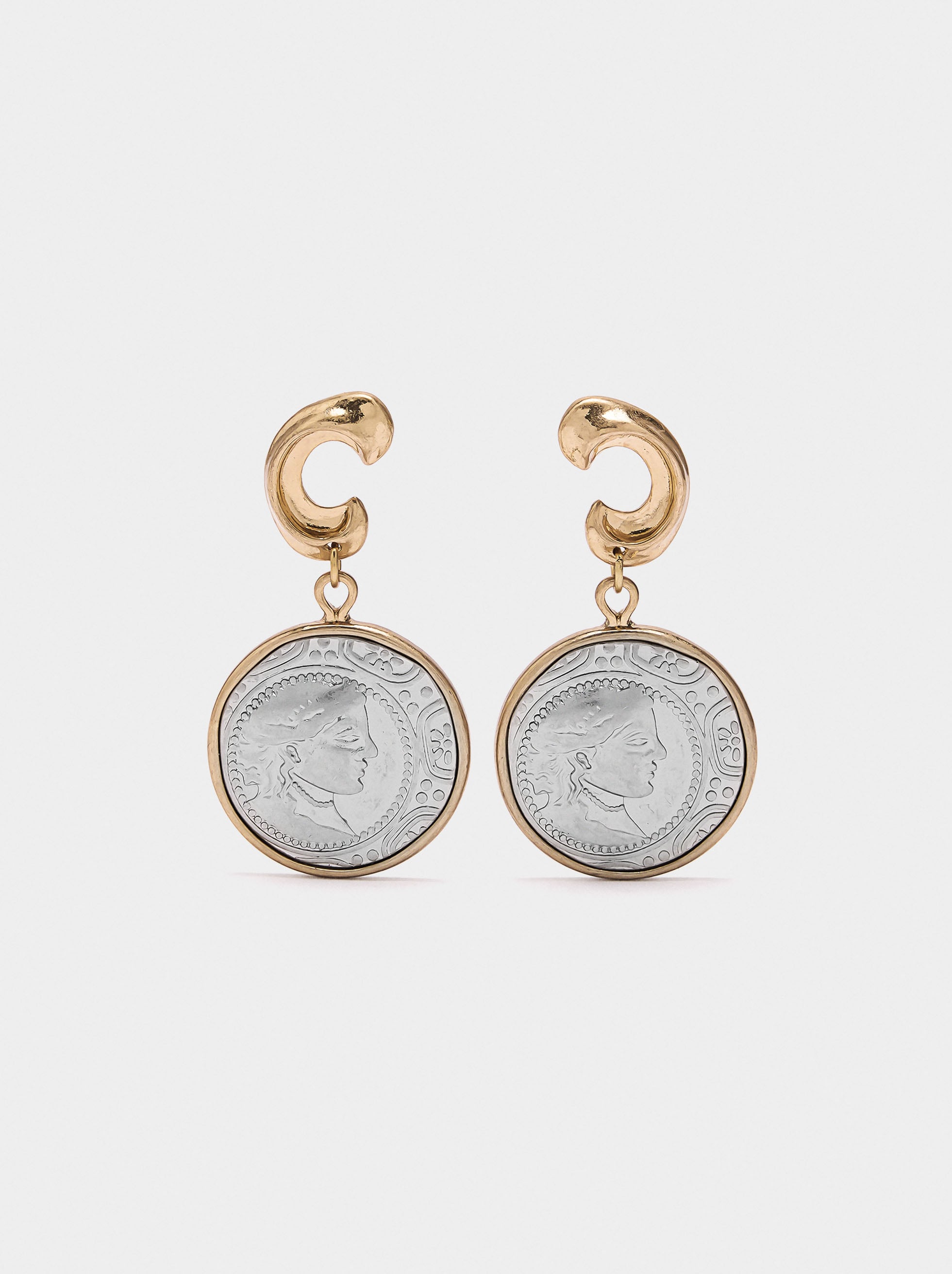 Pendientes Bicolor Con Monedas