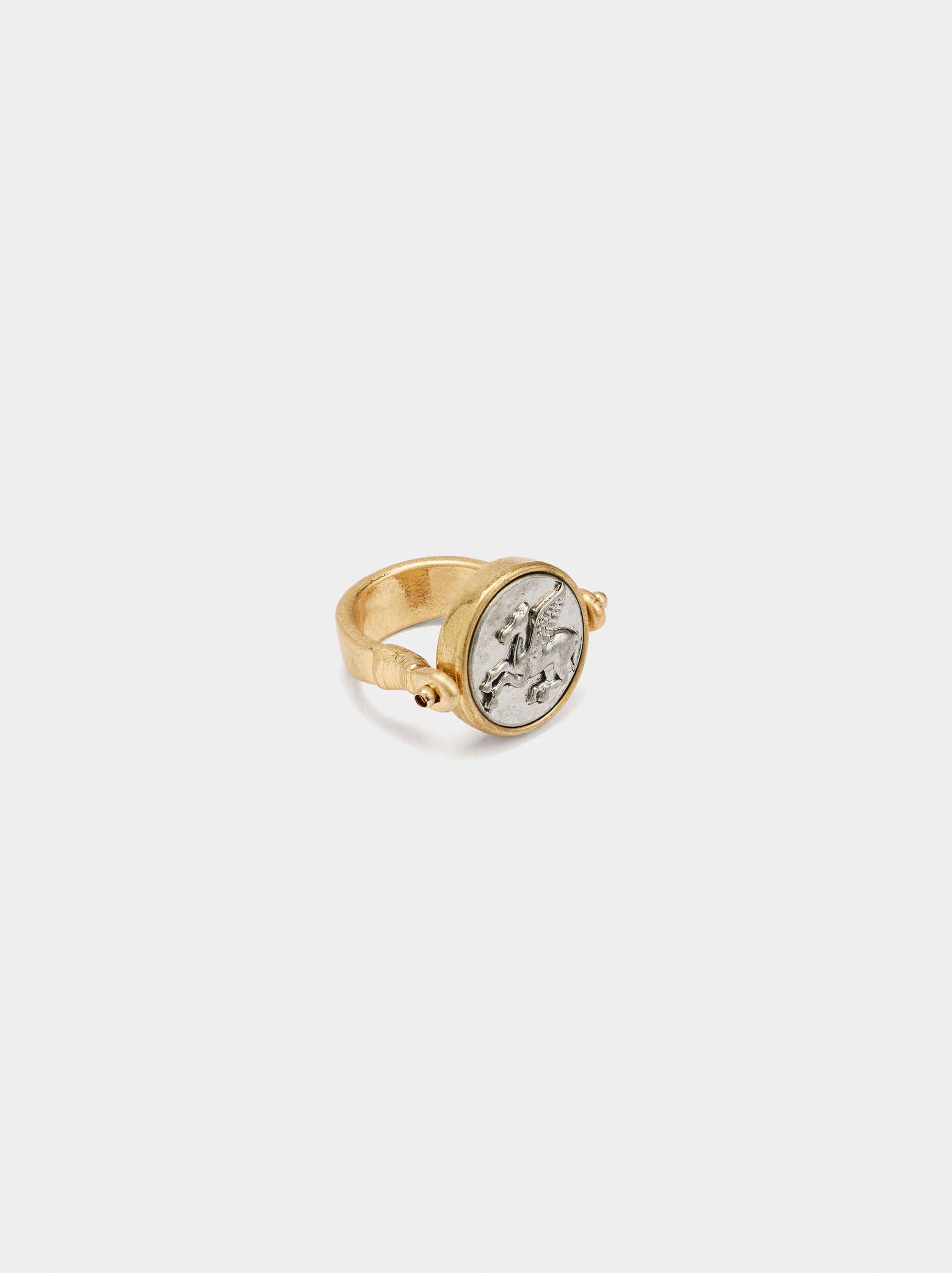 Anillo Bicolor Con Moneda