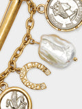 Broche Con Monedas Y Perla De Agua Dulce