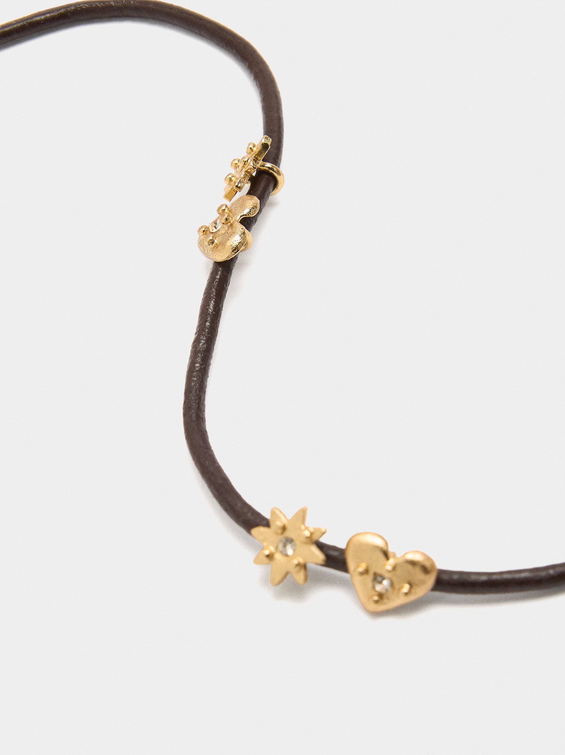 Pulsera Cordón De Piel Con Charms