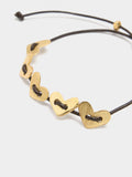 Pulsera Cordón De Piel Con Corazones