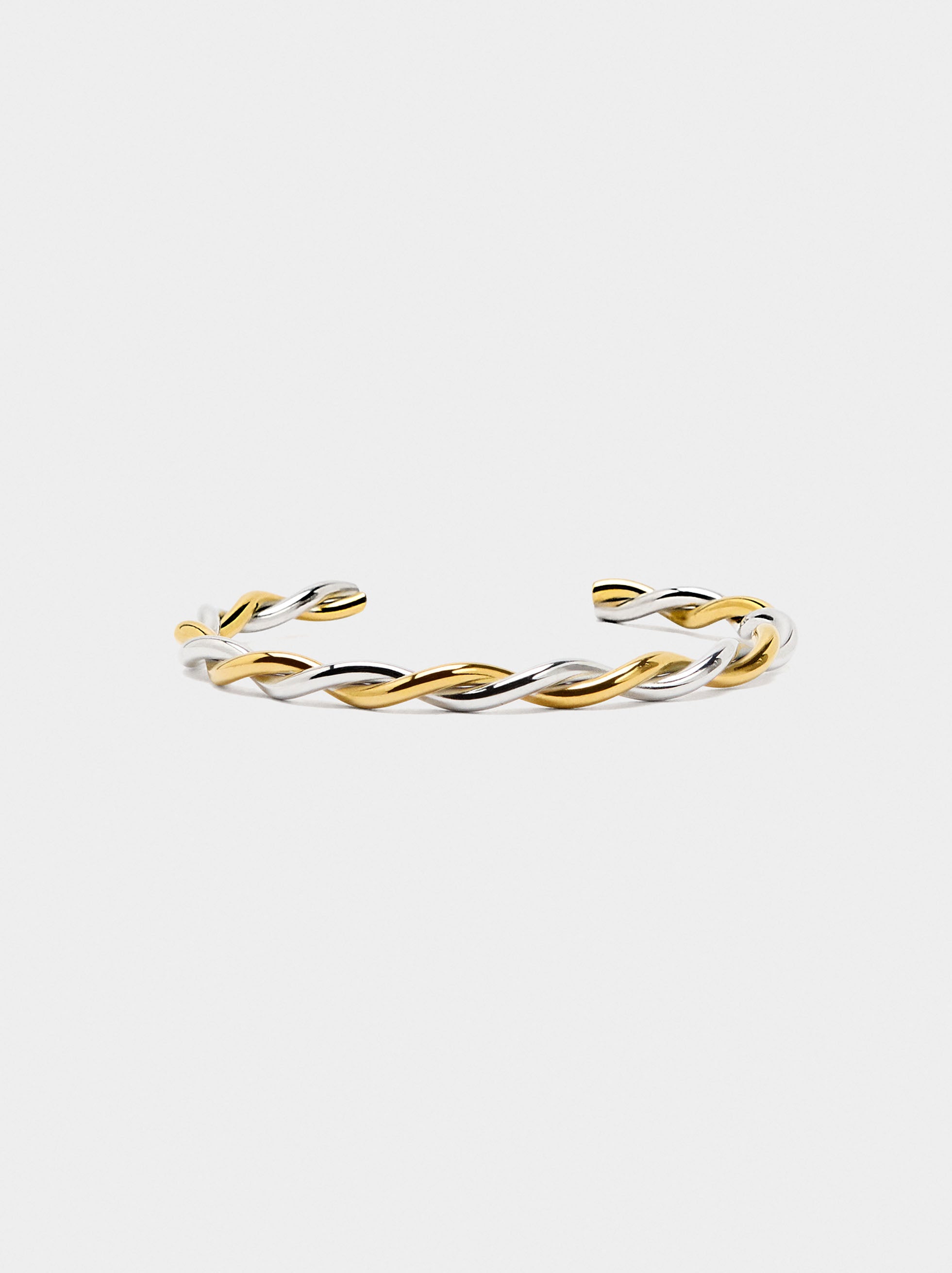 Pulsera Bicolor Con Entrelazado - Acero Inoxidable