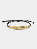 Pulsera Cordón De Piel Con Placa Y Cristales