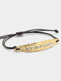 Pulsera Cordón De Piel Con Placa Y Cristales