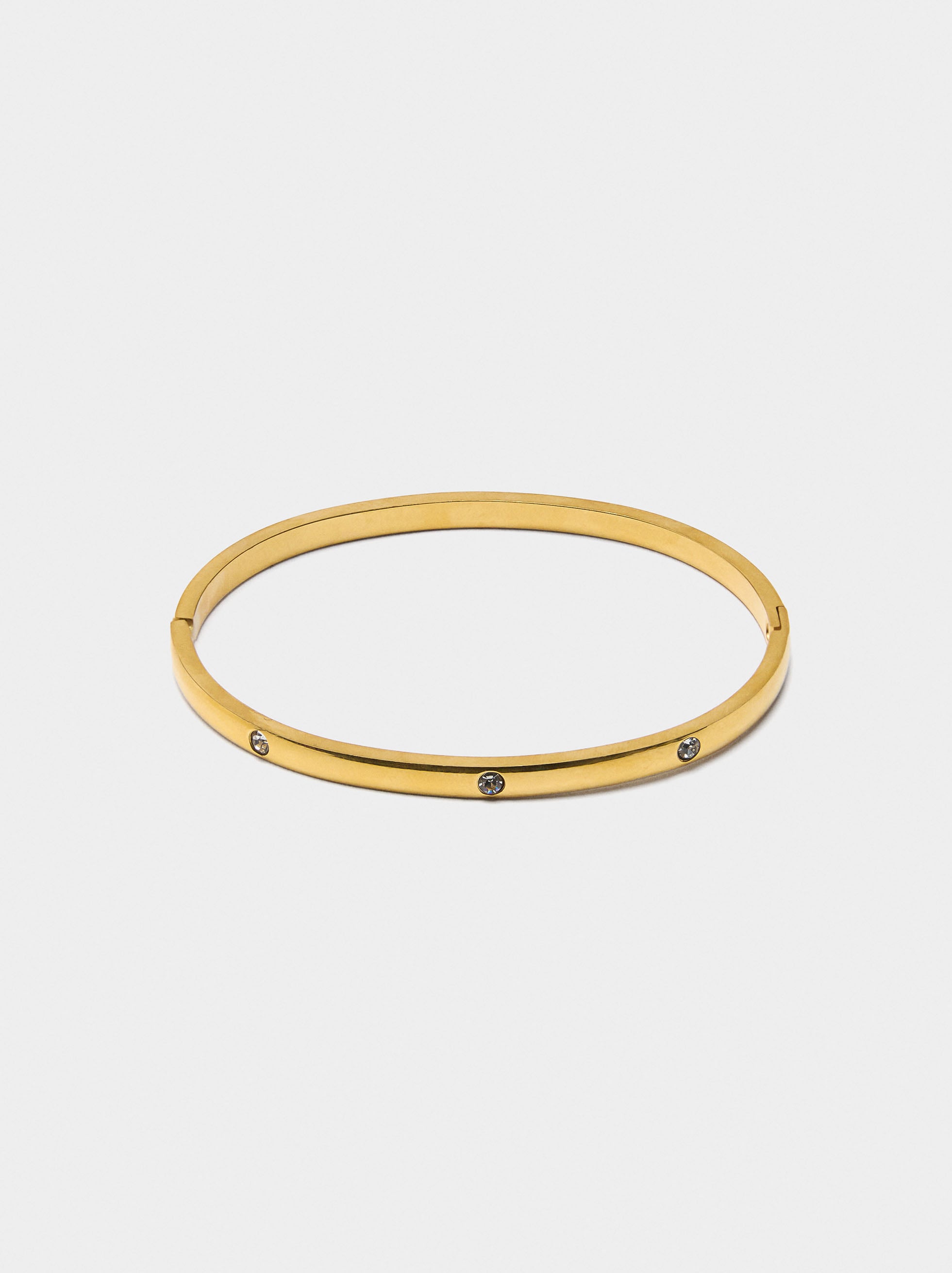 Pulsera Rígida Con Cristales - Acero Inoxidable