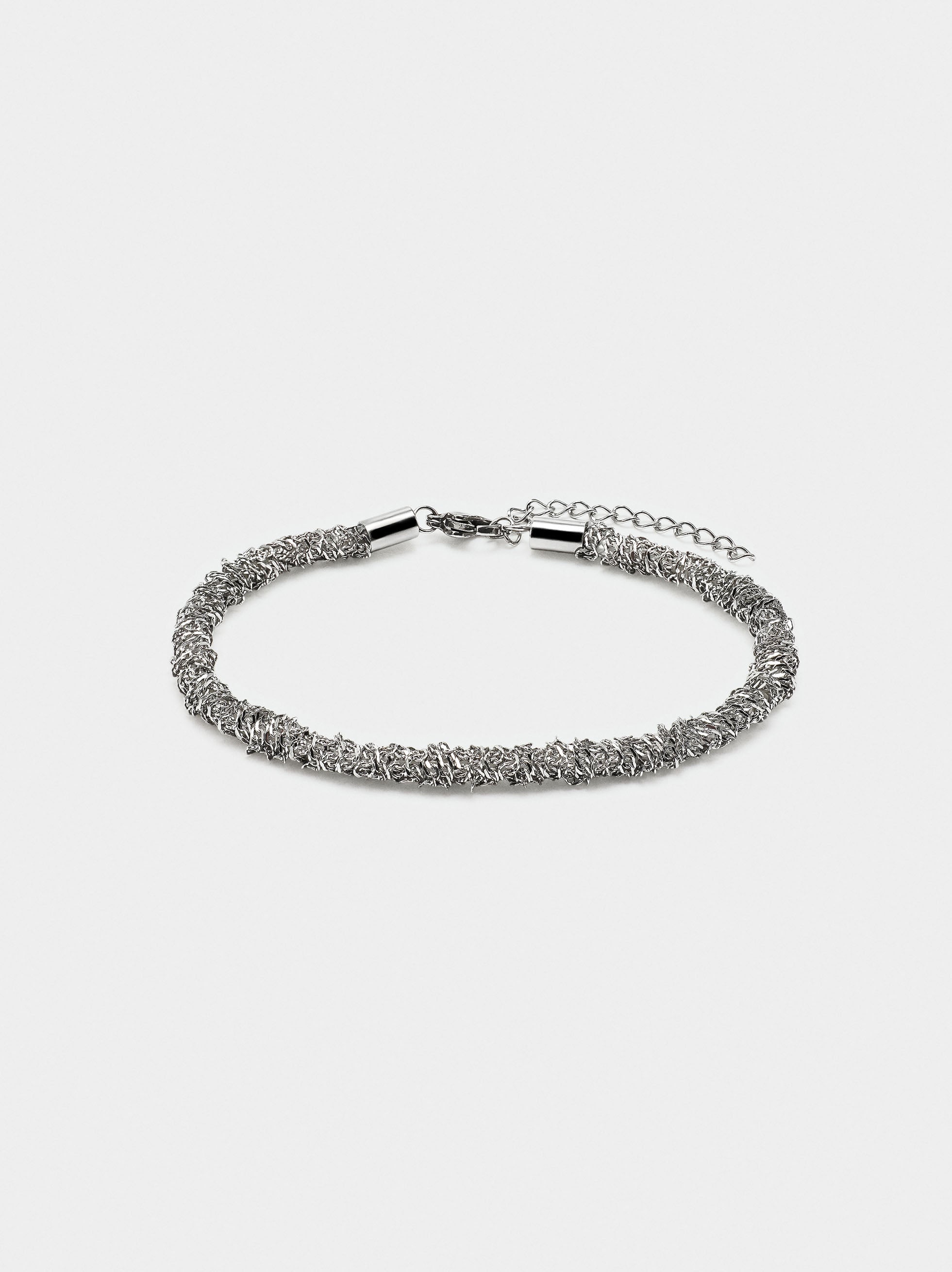 Pulsera Tubular Con Eslabones Entrelazados - Acero Inoxidable