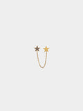 Pendiente Individual Estrellas Con Cadena - Acero Inoxidable
