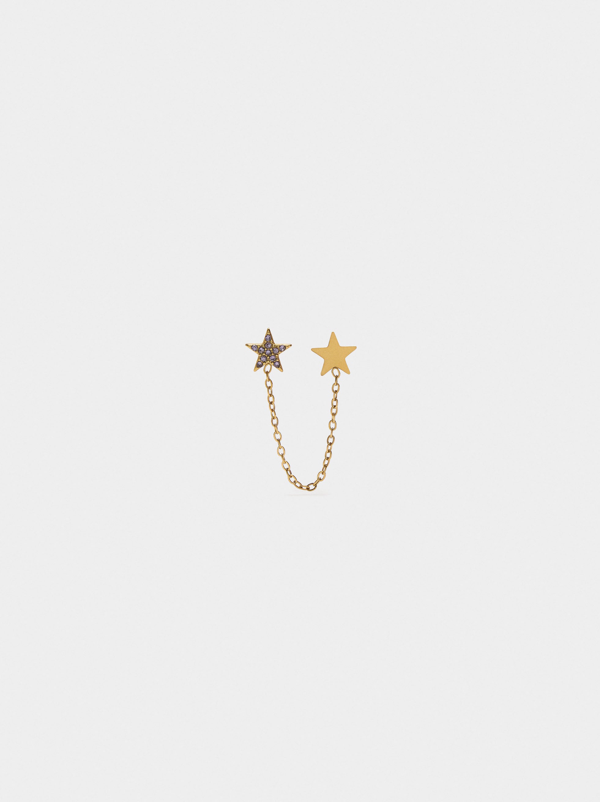 Pendiente Individual Estrellas Con Cadena - Acero Inoxidable