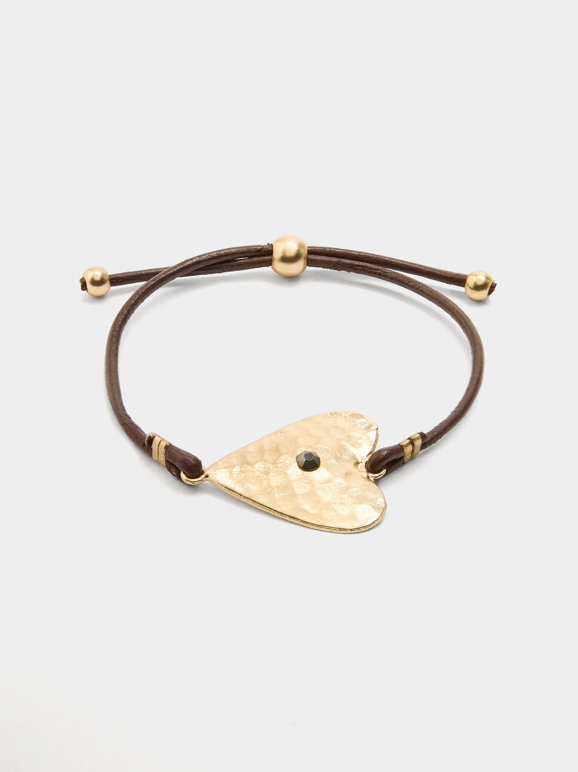 Pulsera Cordón De Piel Con Corazón