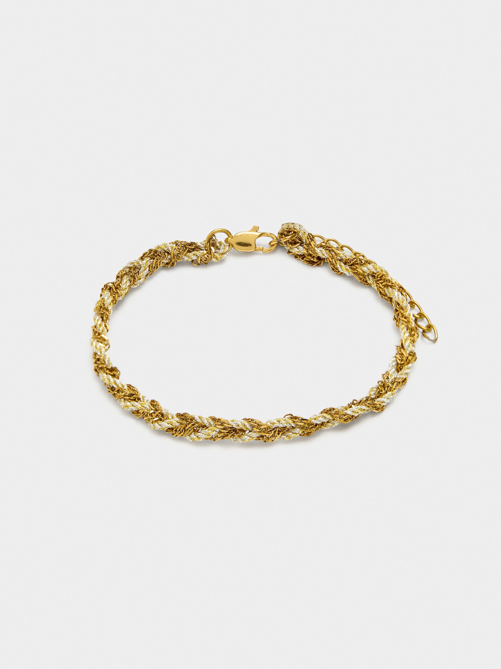 Pulsera Entrelazada Con Eslabones Y Cordón