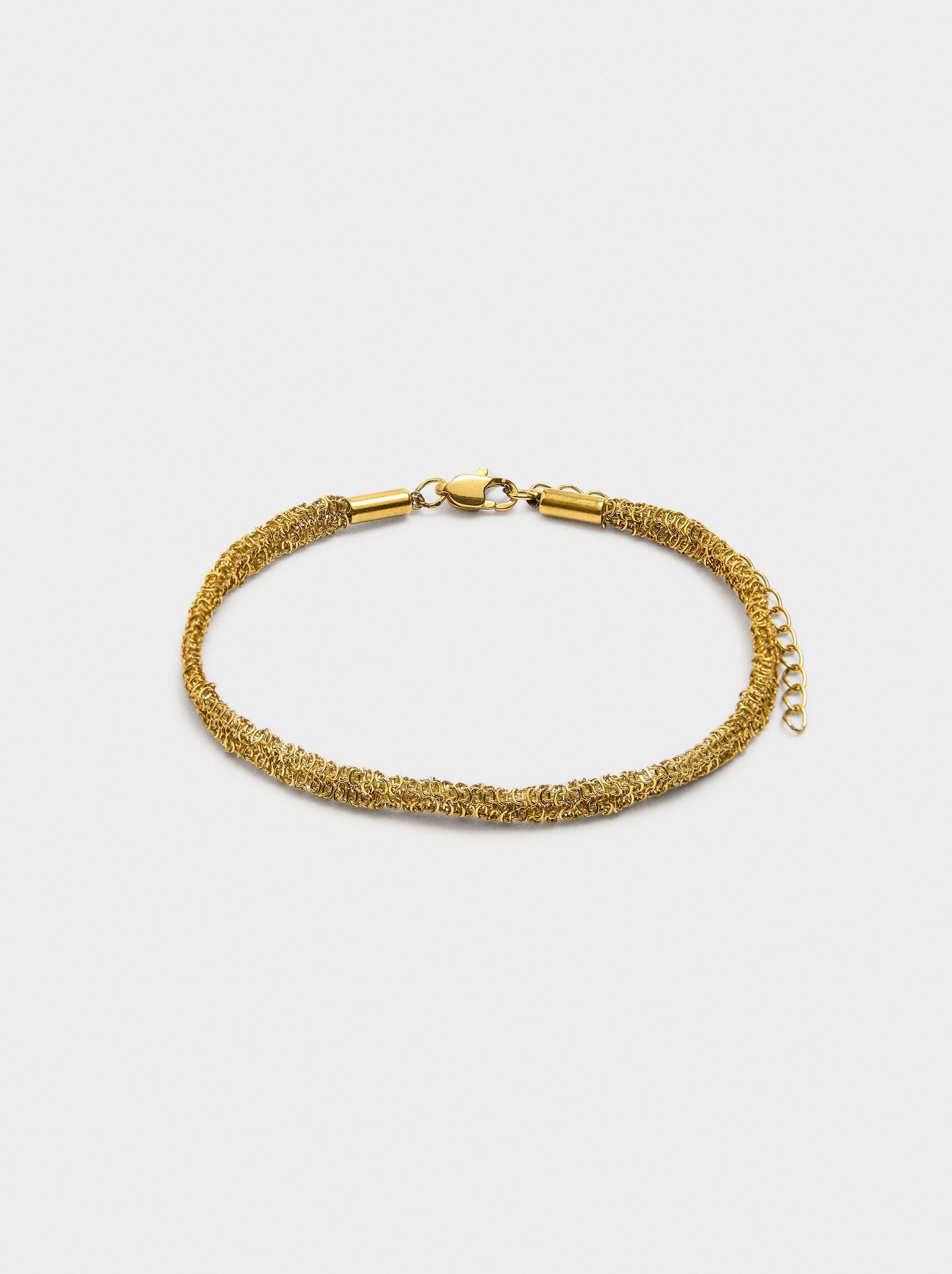 Pulsera Tubular Con Cadena Entrelazada