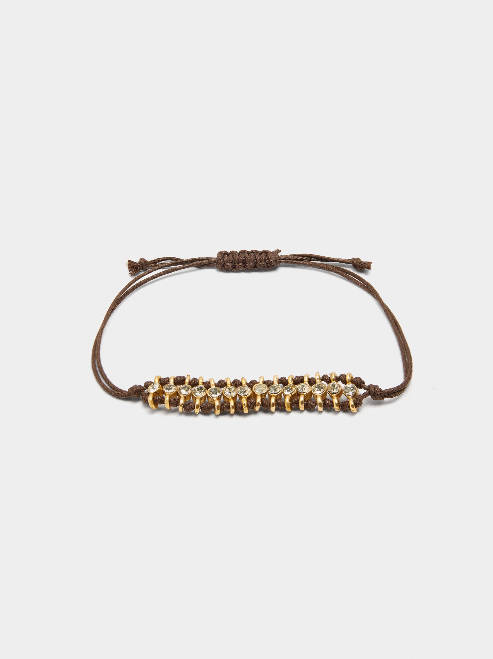 Pulsera Ajustable Con Cordón De Piel Y Cristales