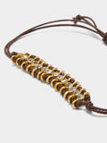 Pulsera Ajustable Con Cordón De Piel Y Cristales