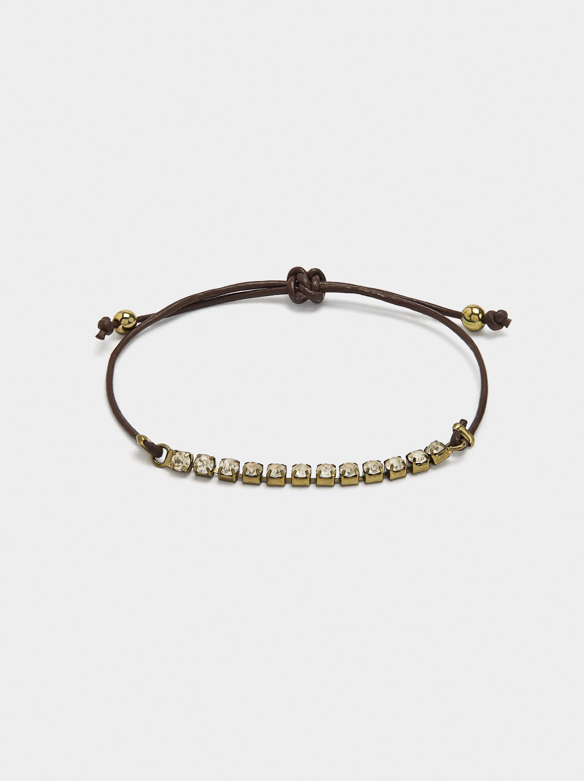 Pulsera Cordón De Piel Con Cristales