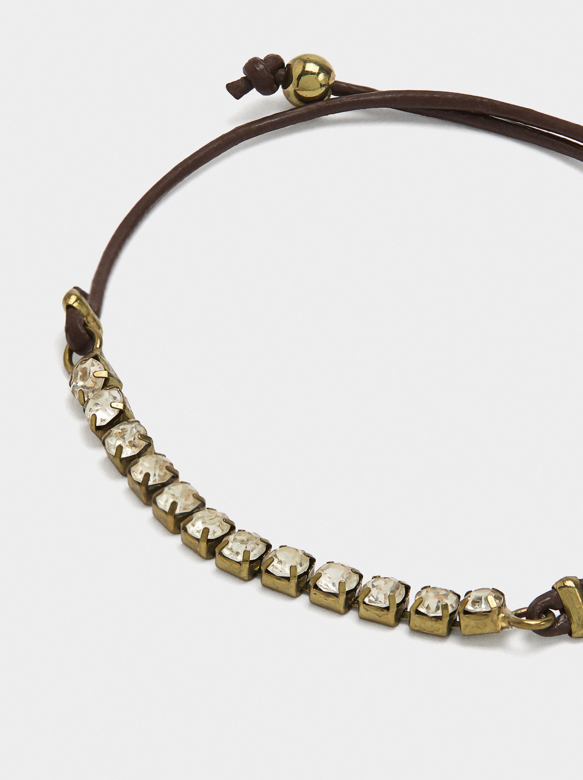 Pulsera Cordón De Piel Con Cristales