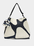 Bolso De Hombro De Nylon Estampado Con Pliegues