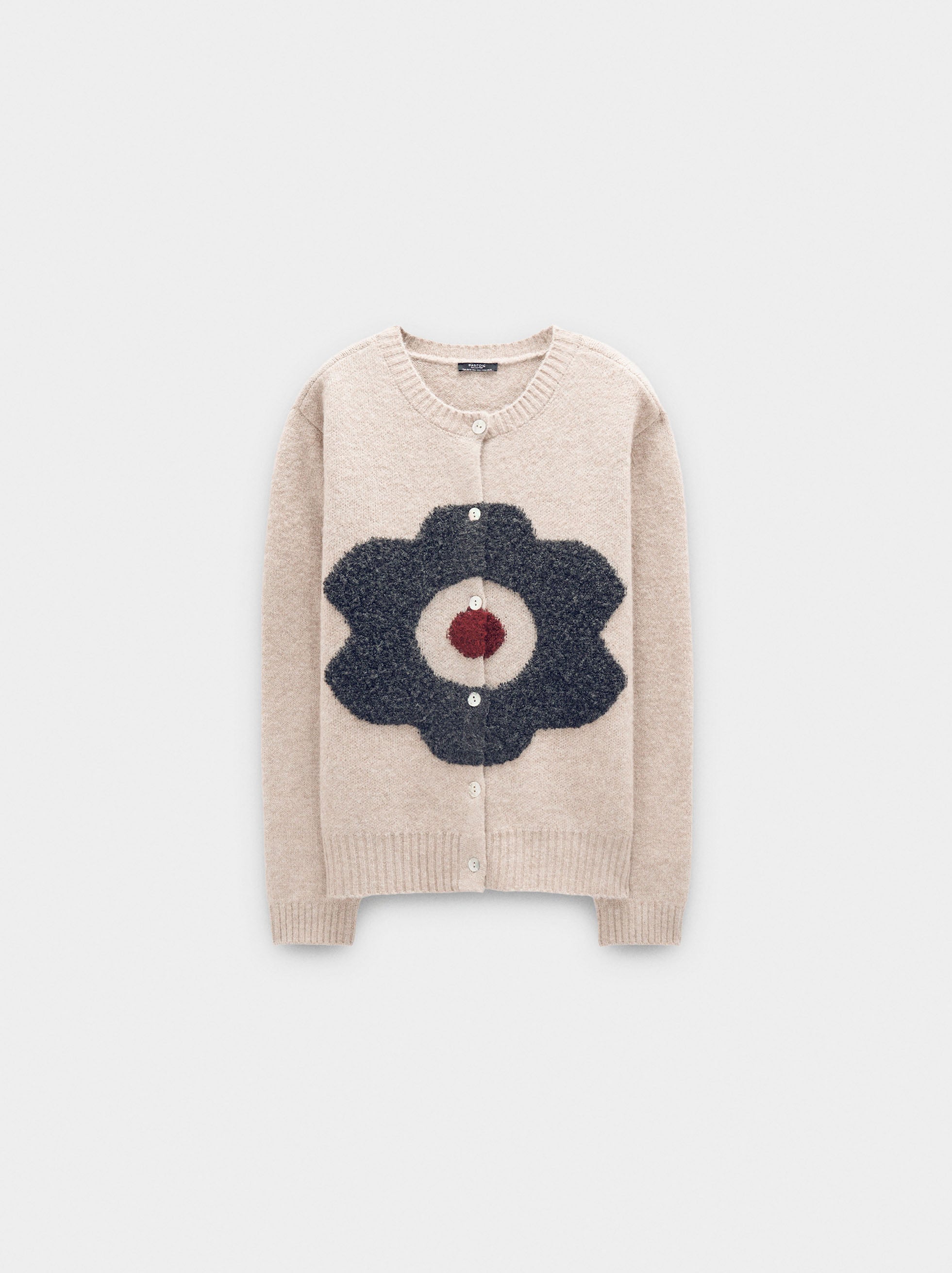 Cárdigan De Punto Jacquard Flor