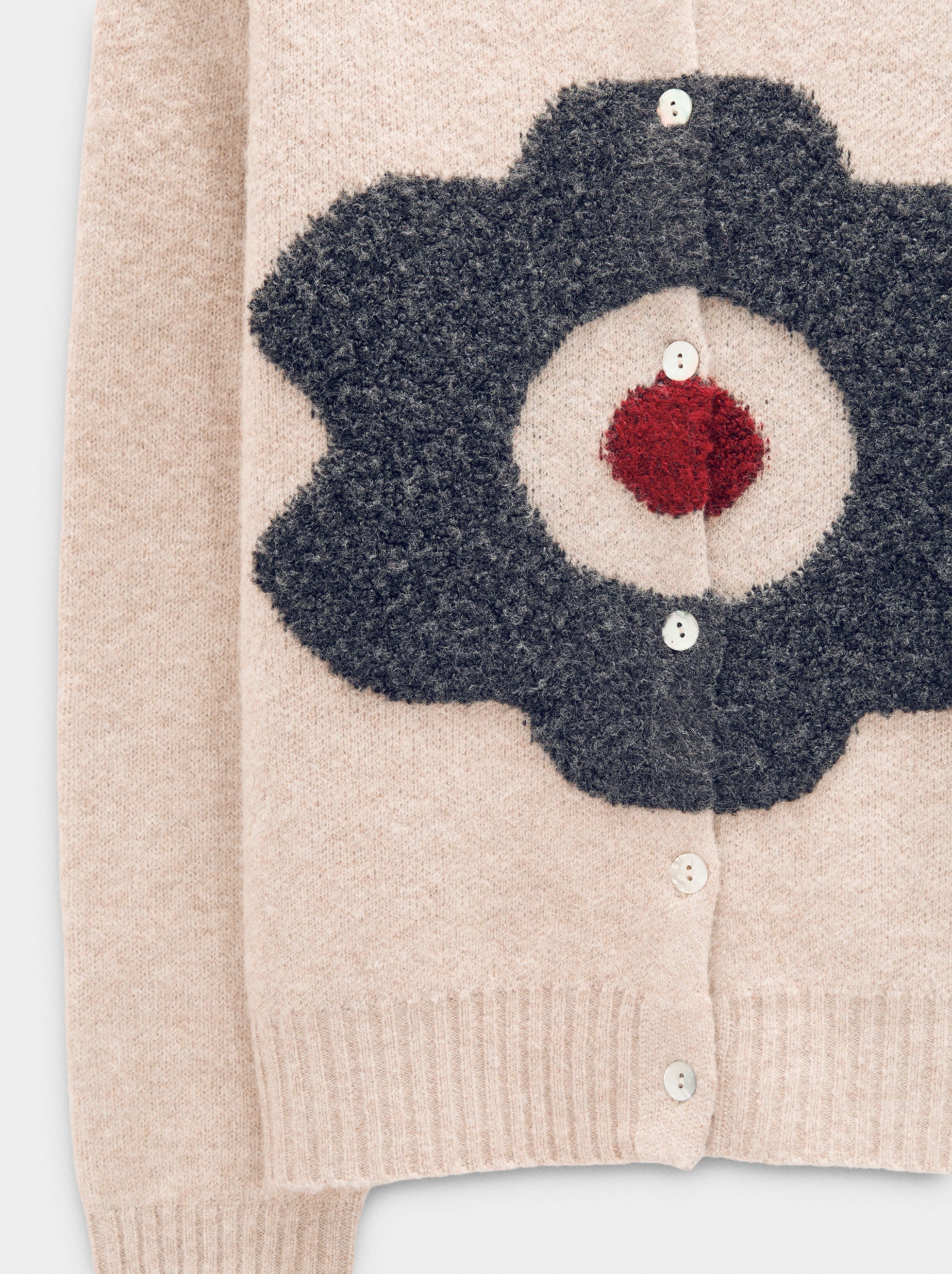 Cárdigan De Punto Jacquard Flor