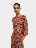 Blusa Estampada Con Drapeado 100% Algodón