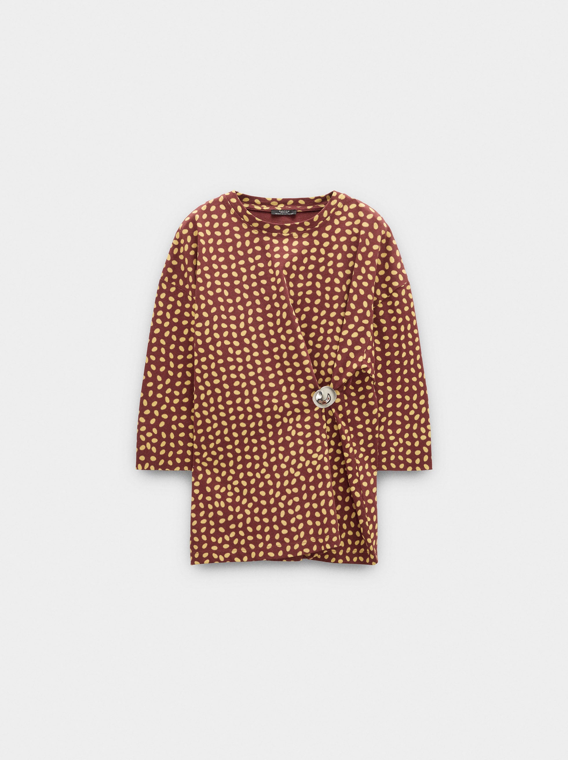 Blusa Estampada Con Drapeado 100% Algodón