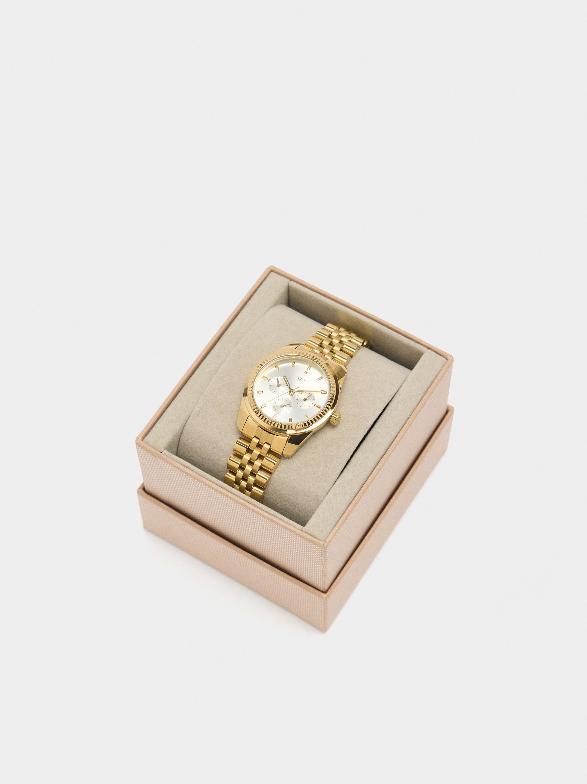 Reloj Redondo Con Pulsera De Acero Inoxidable