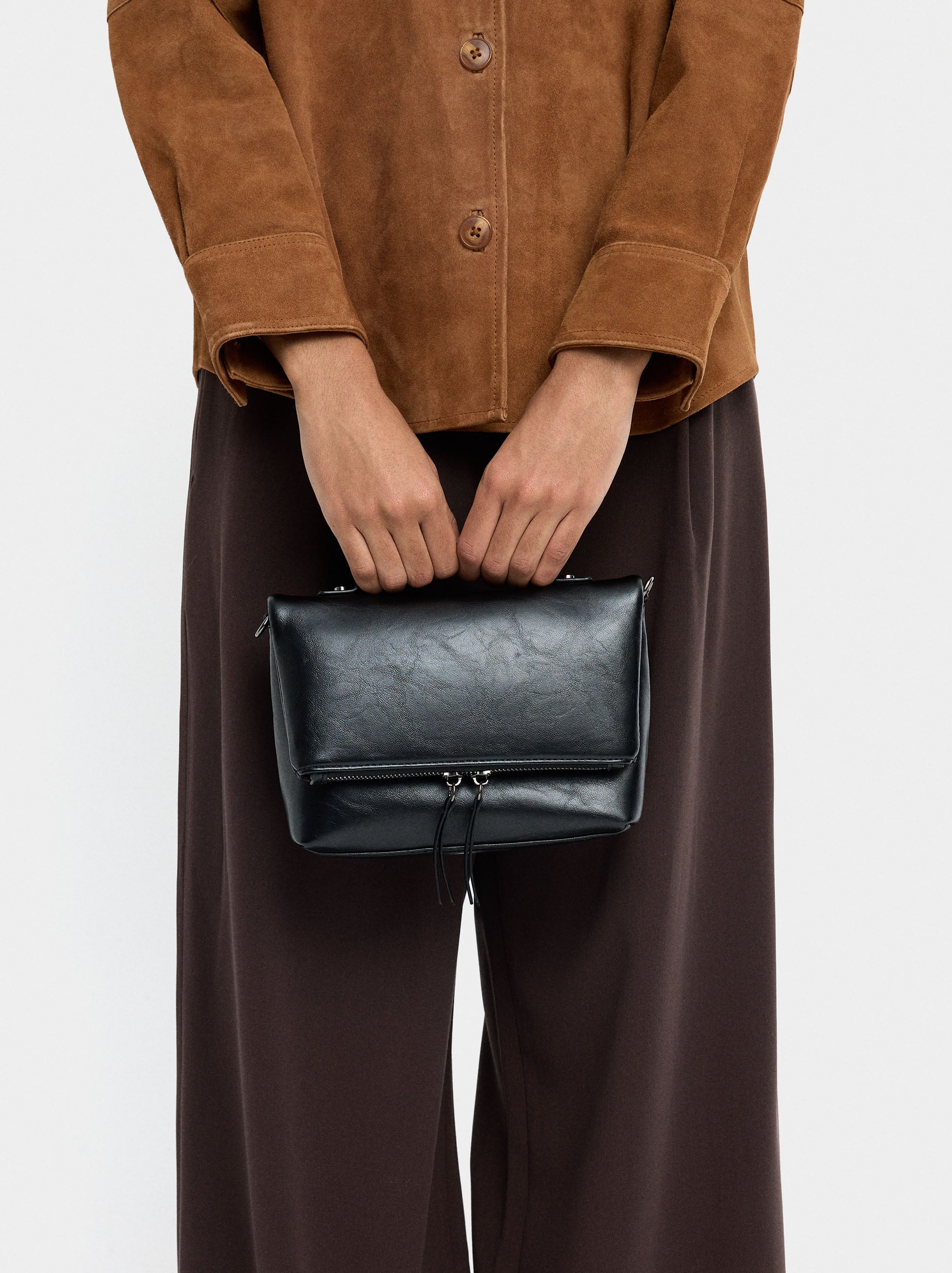 Bolso De Fiesta Con Solapa Efecto Craquelado