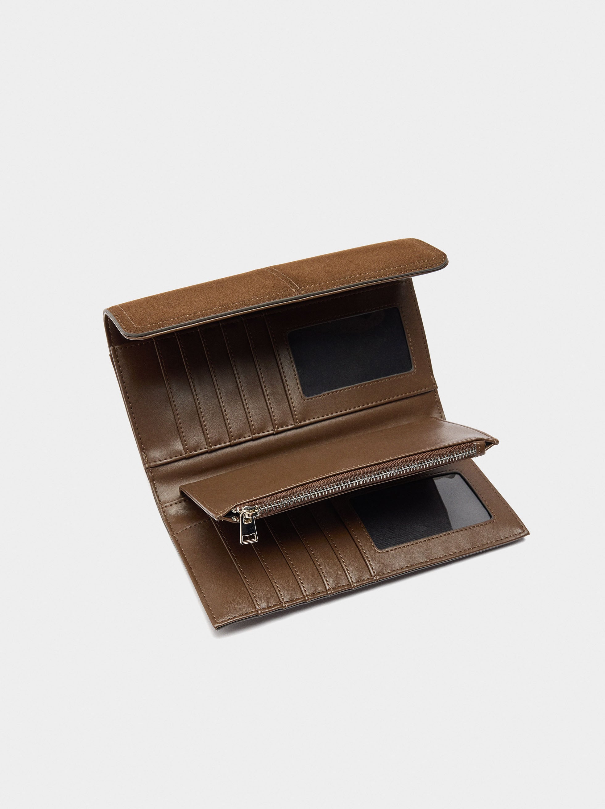 Cartera Efecto Piel Con Solapa