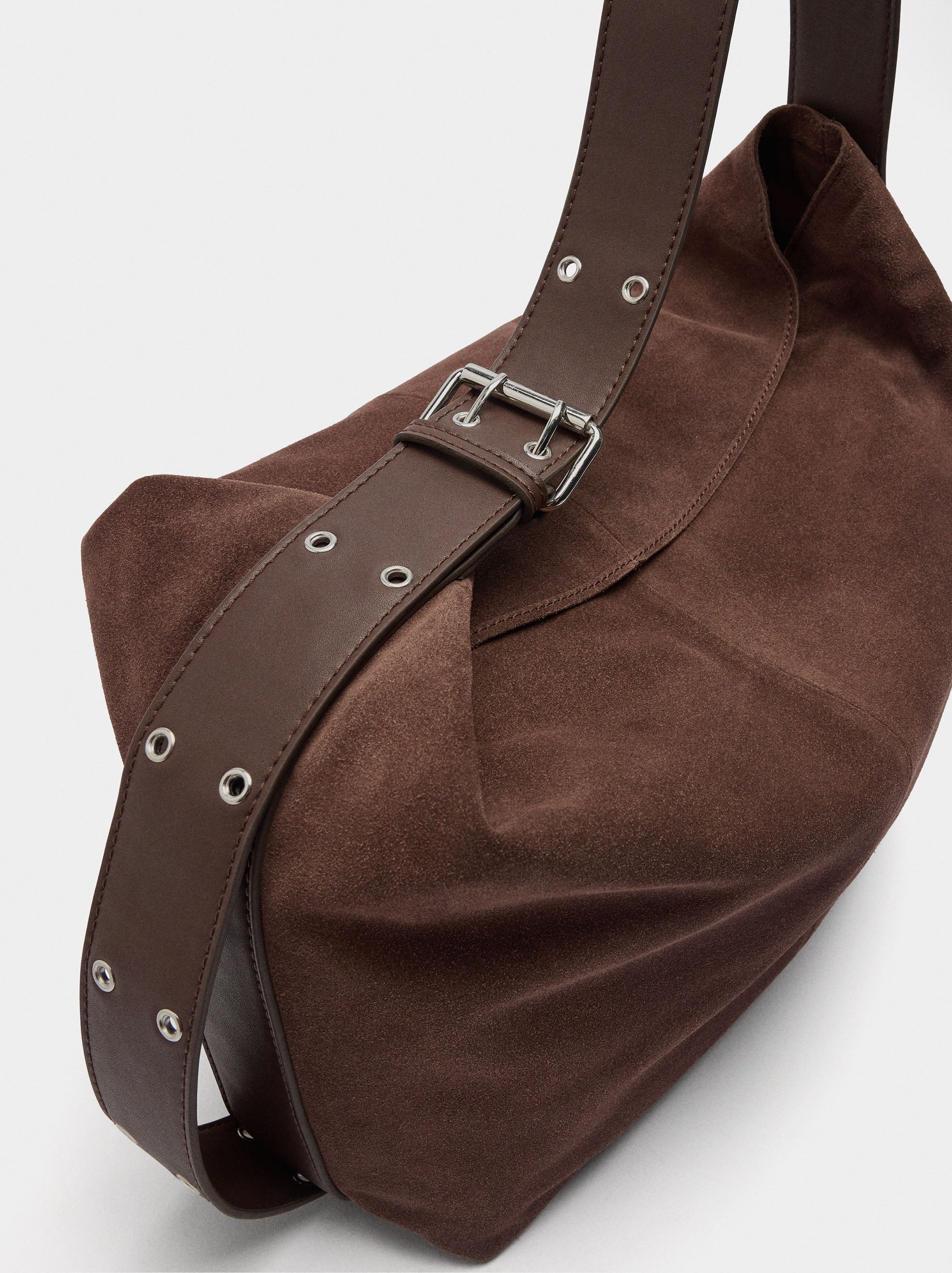 Bolso De Hombro De Piel Serraje L