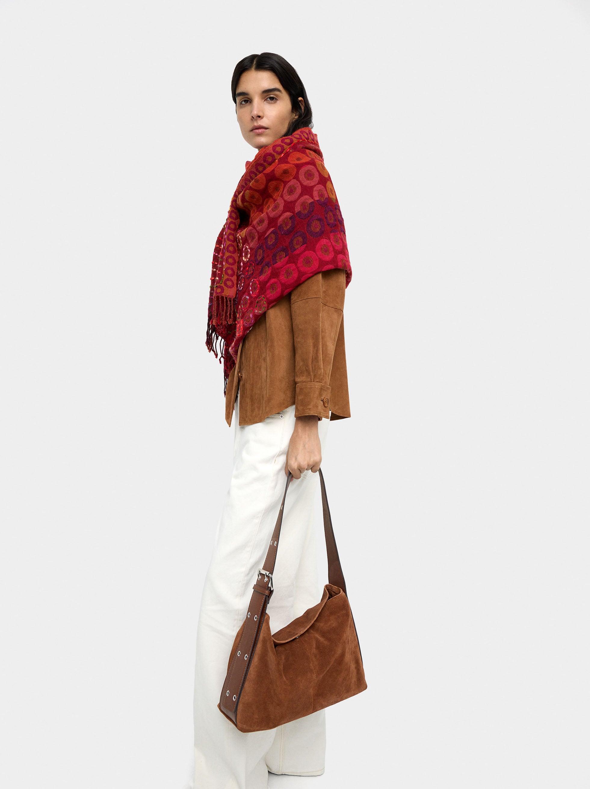 Bolso De Hombro De Piel Serraje M