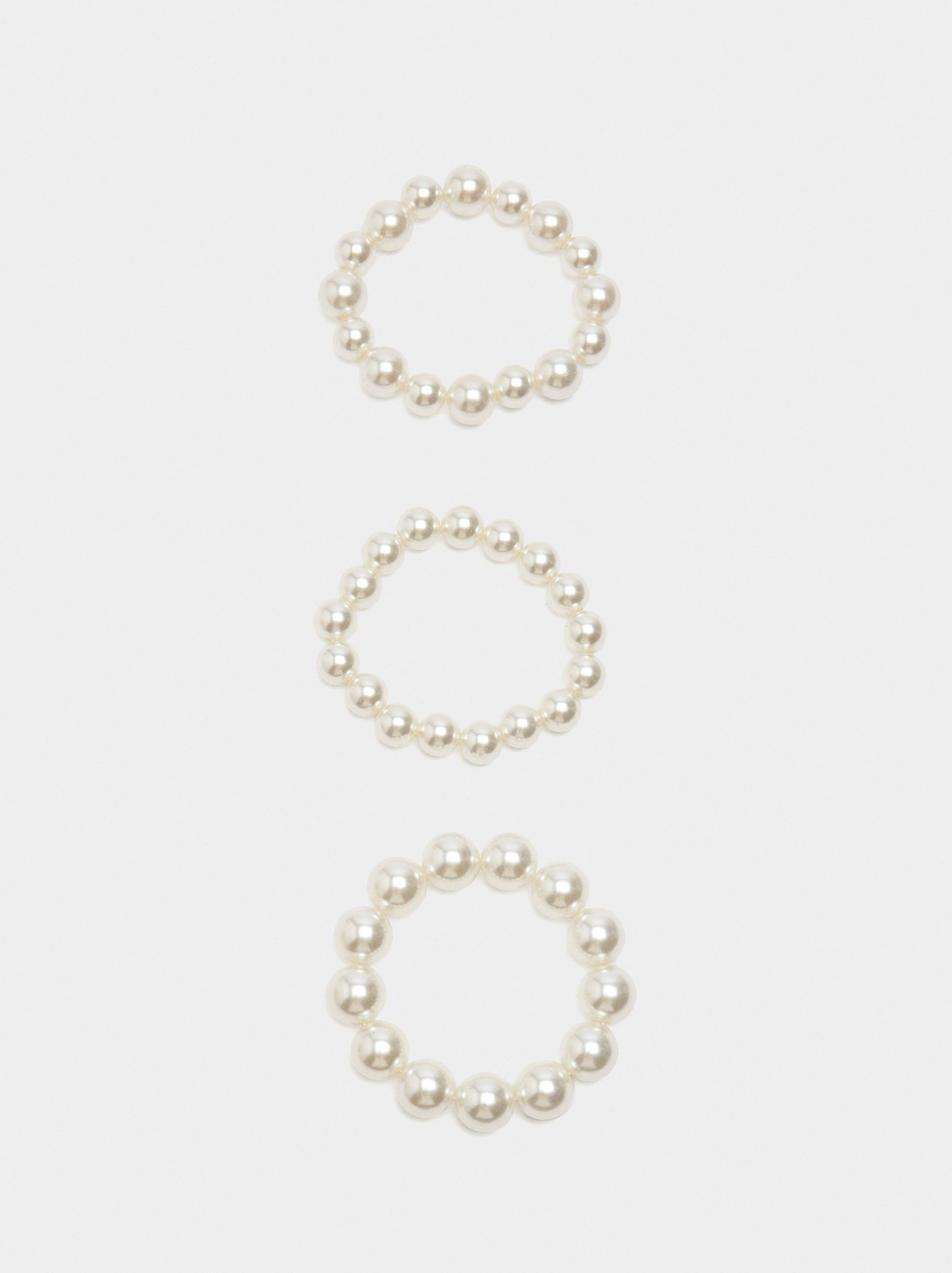 Set De Pulseras Elásticas Con Perlas