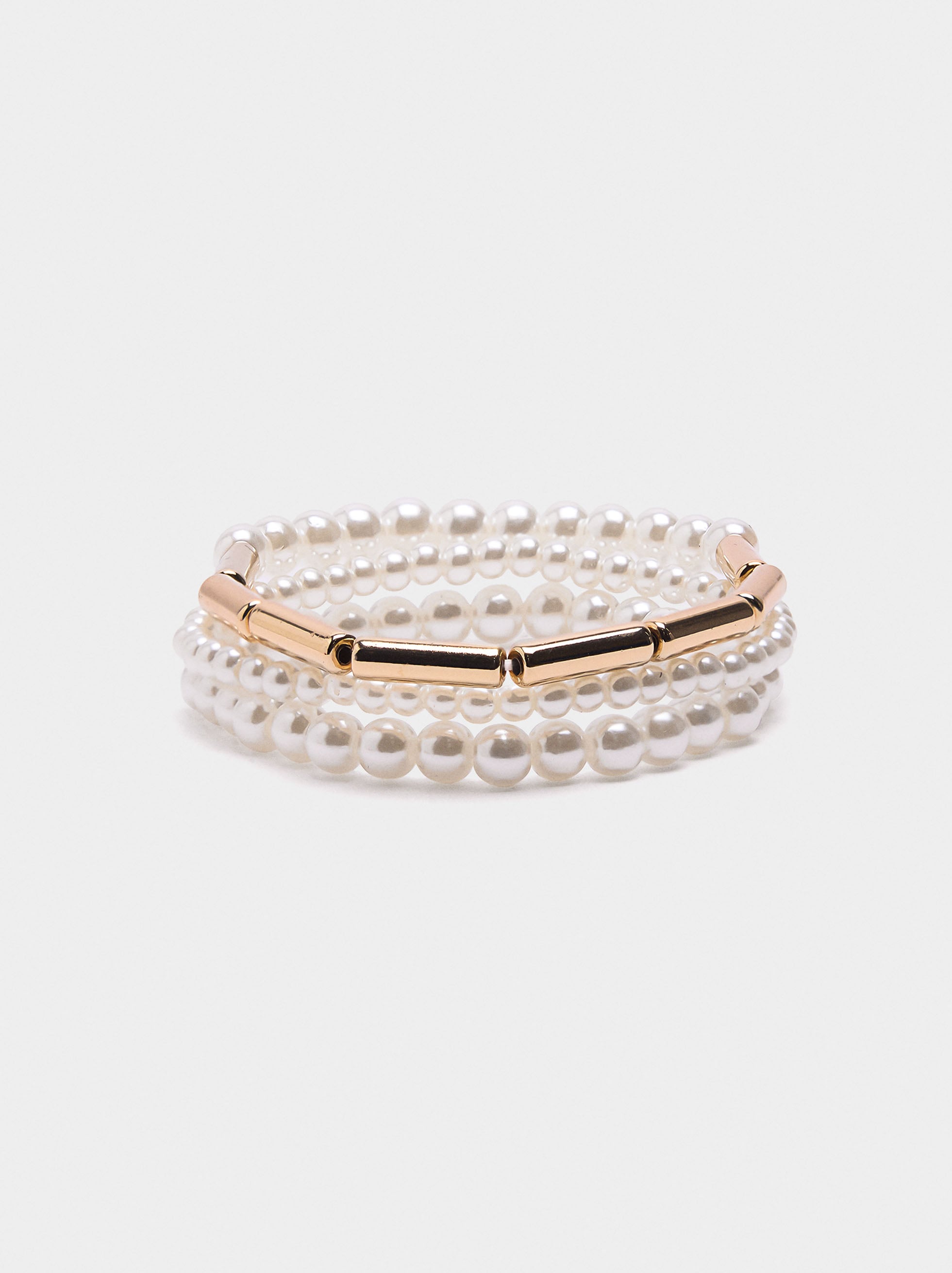 Set De Pulseras Elásticas Con Perlas