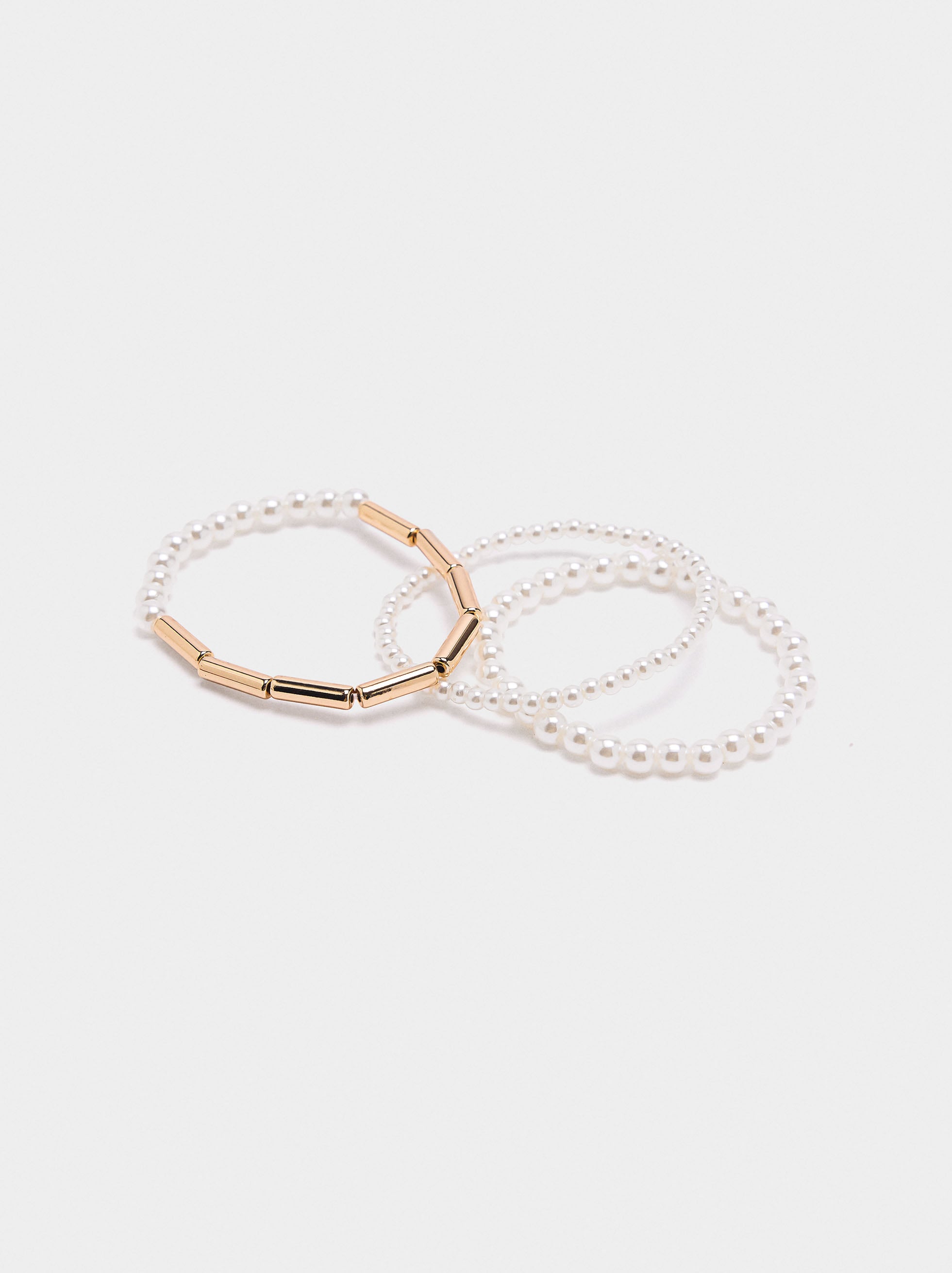 Set De Pulseras Elásticas Con Perlas