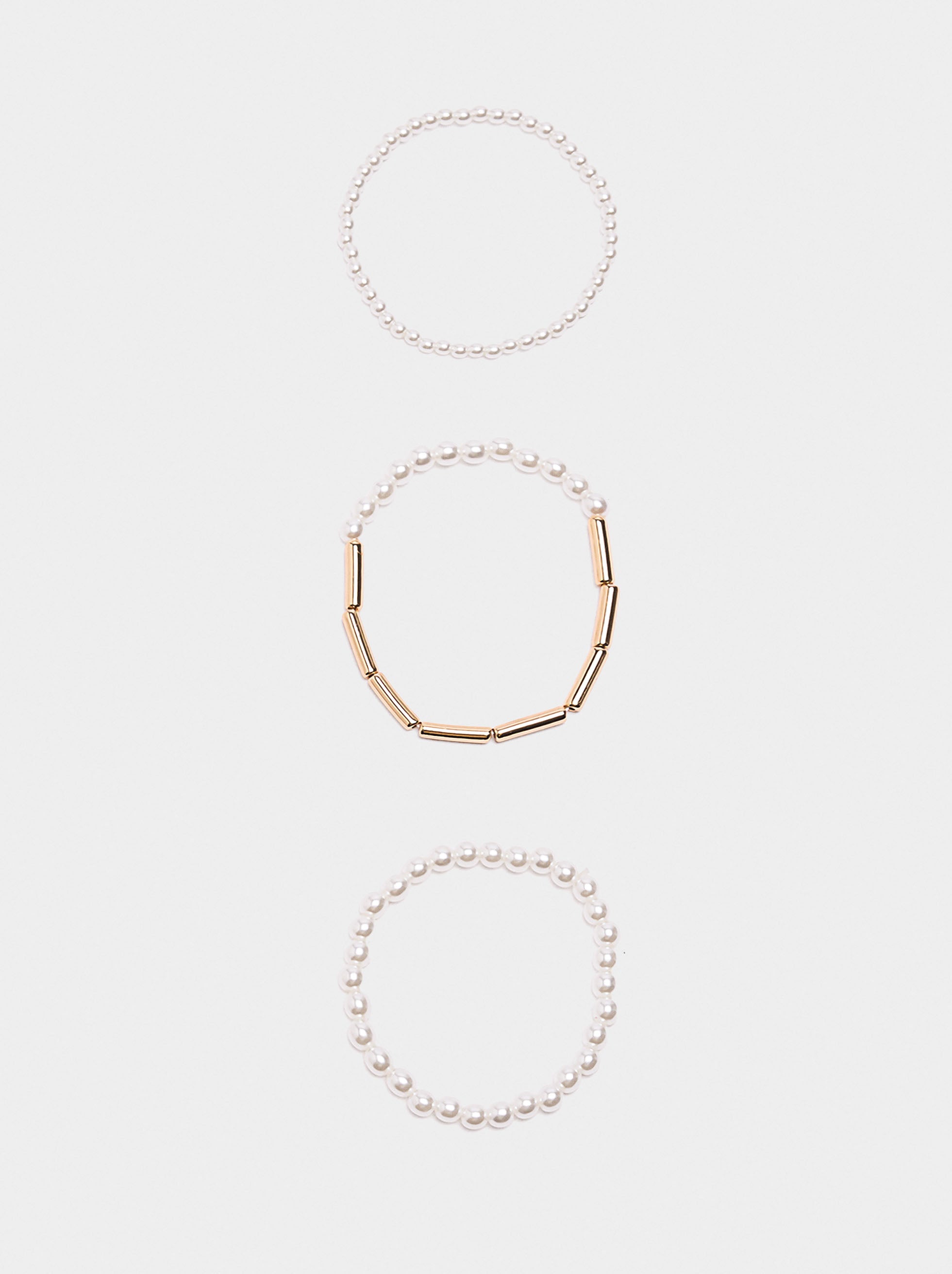 Set De Pulseras Elásticas Con Perlas
