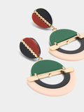 Pendientes Largo Con Resina Multicolor