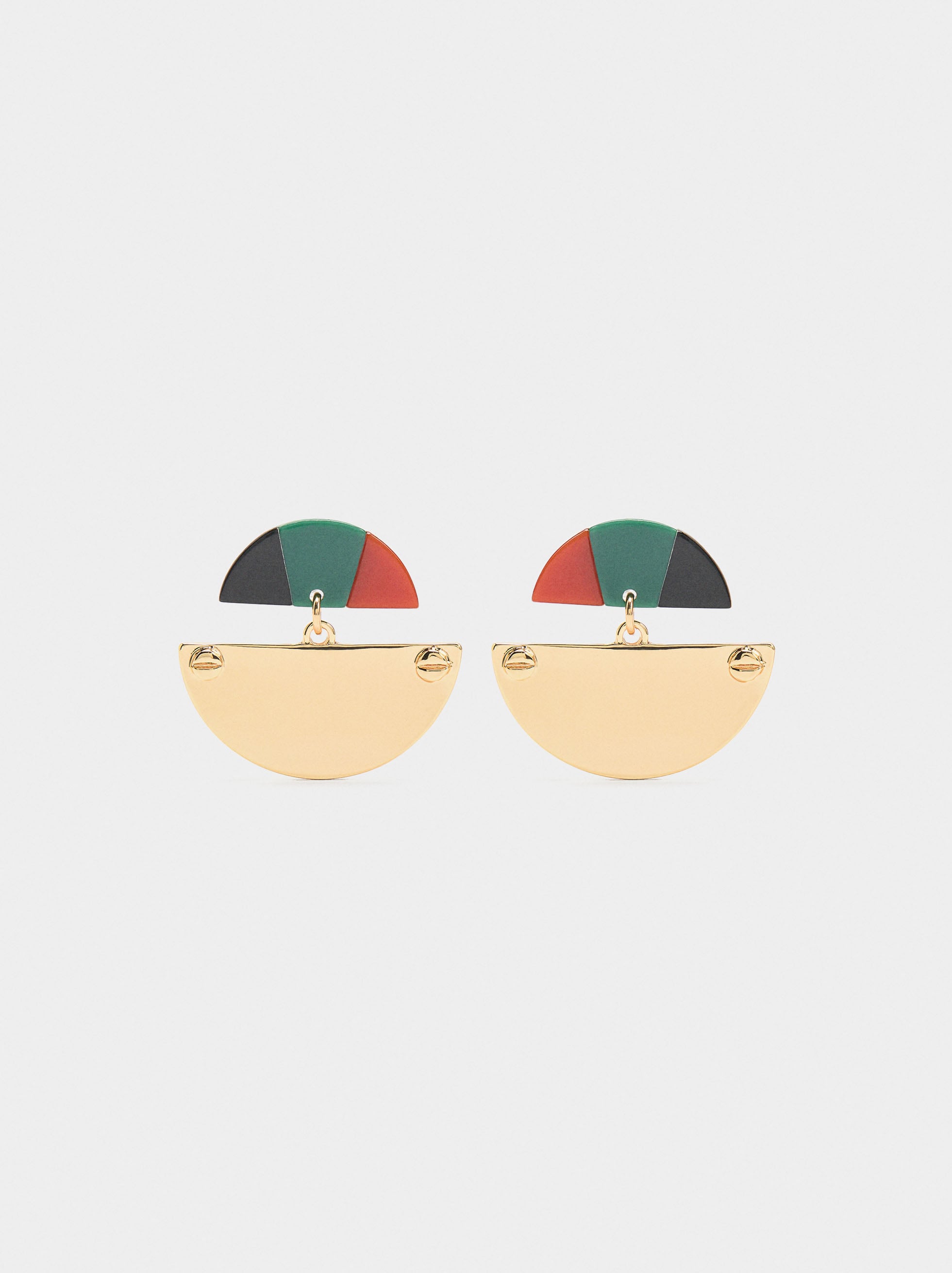 Pendientes Semicírculos Con Resina Multicolor
