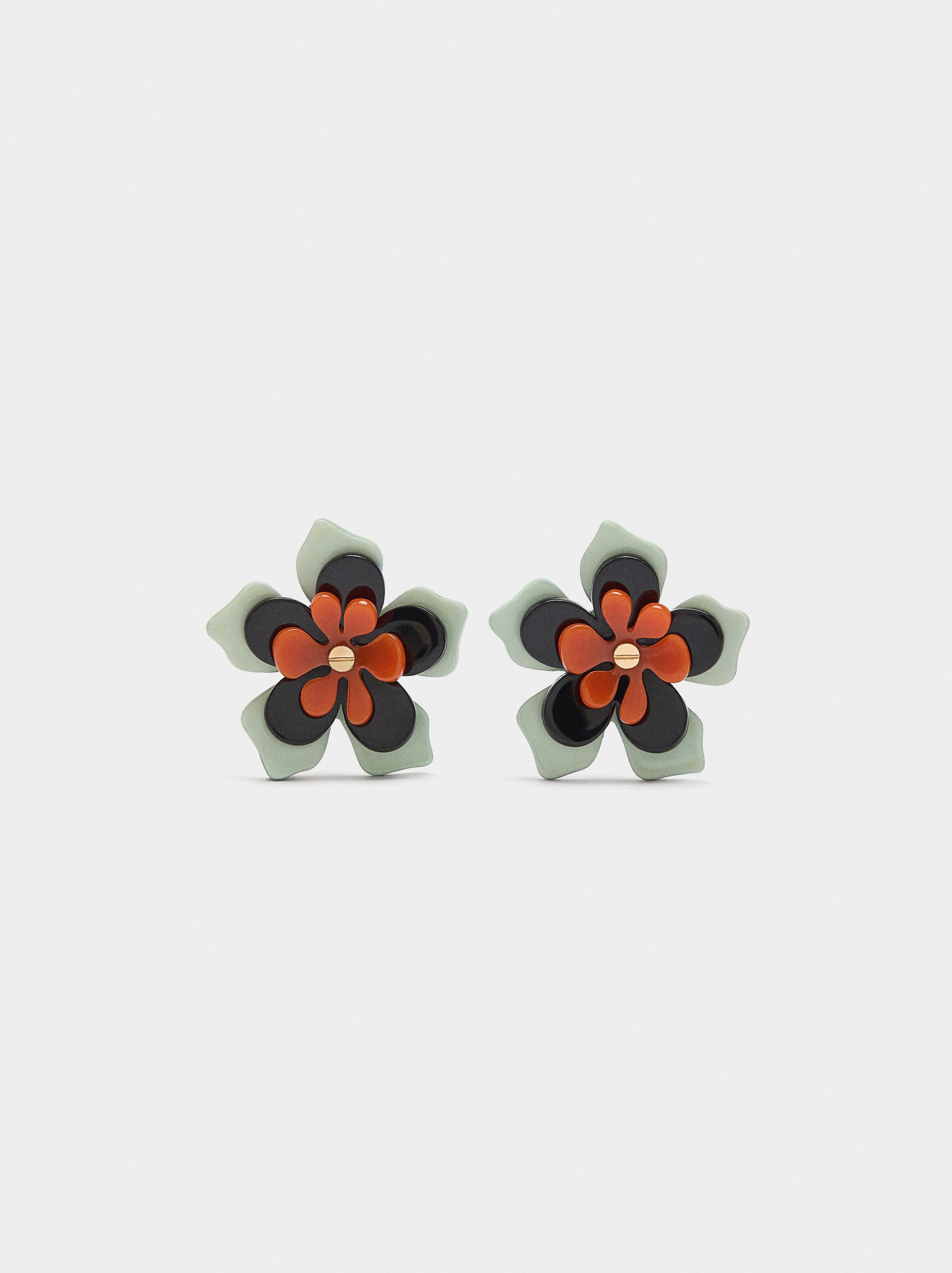 Pendientes Con Flor Multicolor De Resina