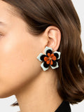 Pendientes Con Flor Multicolor De Resina