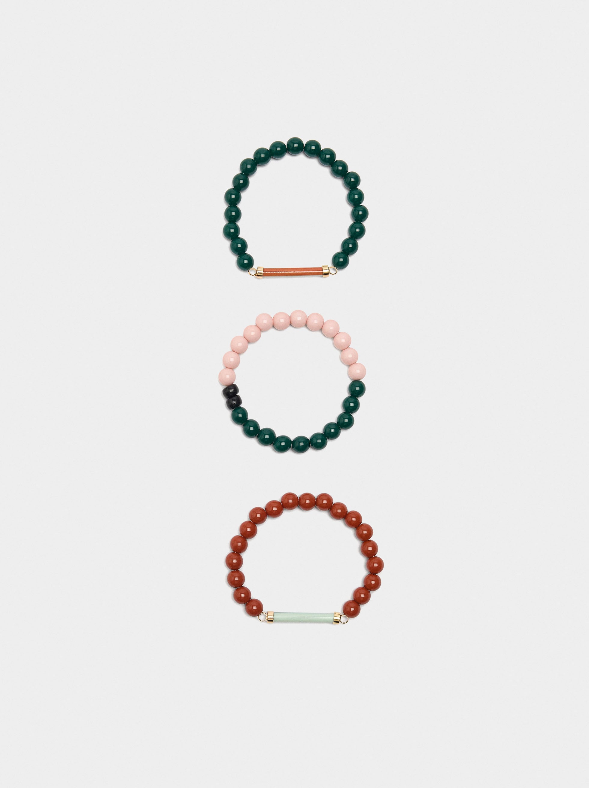 Set De Pulseras Elásticas Con Cuentas De Resina