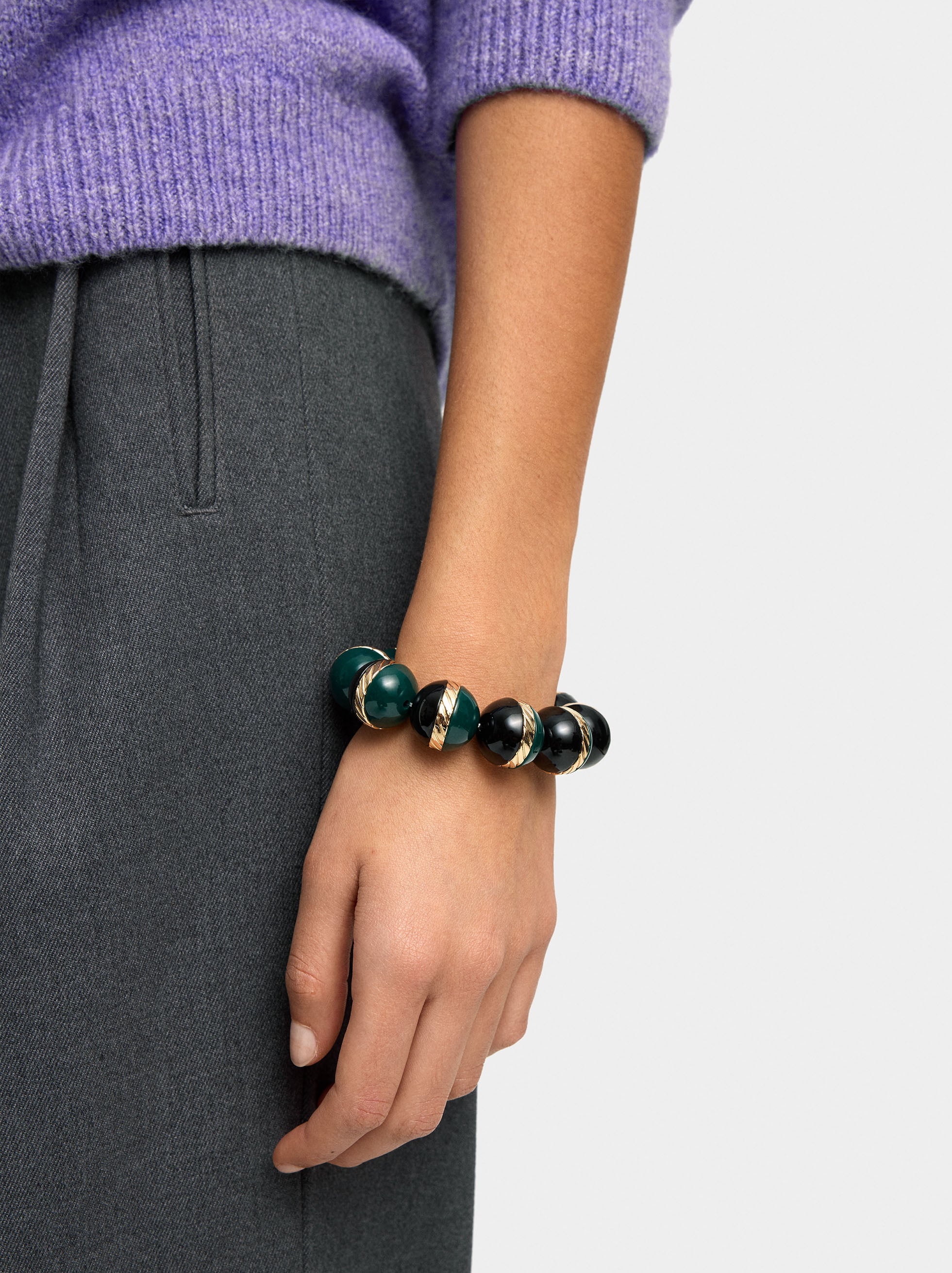 Pulsera Elástica Con Cuentas De Resina